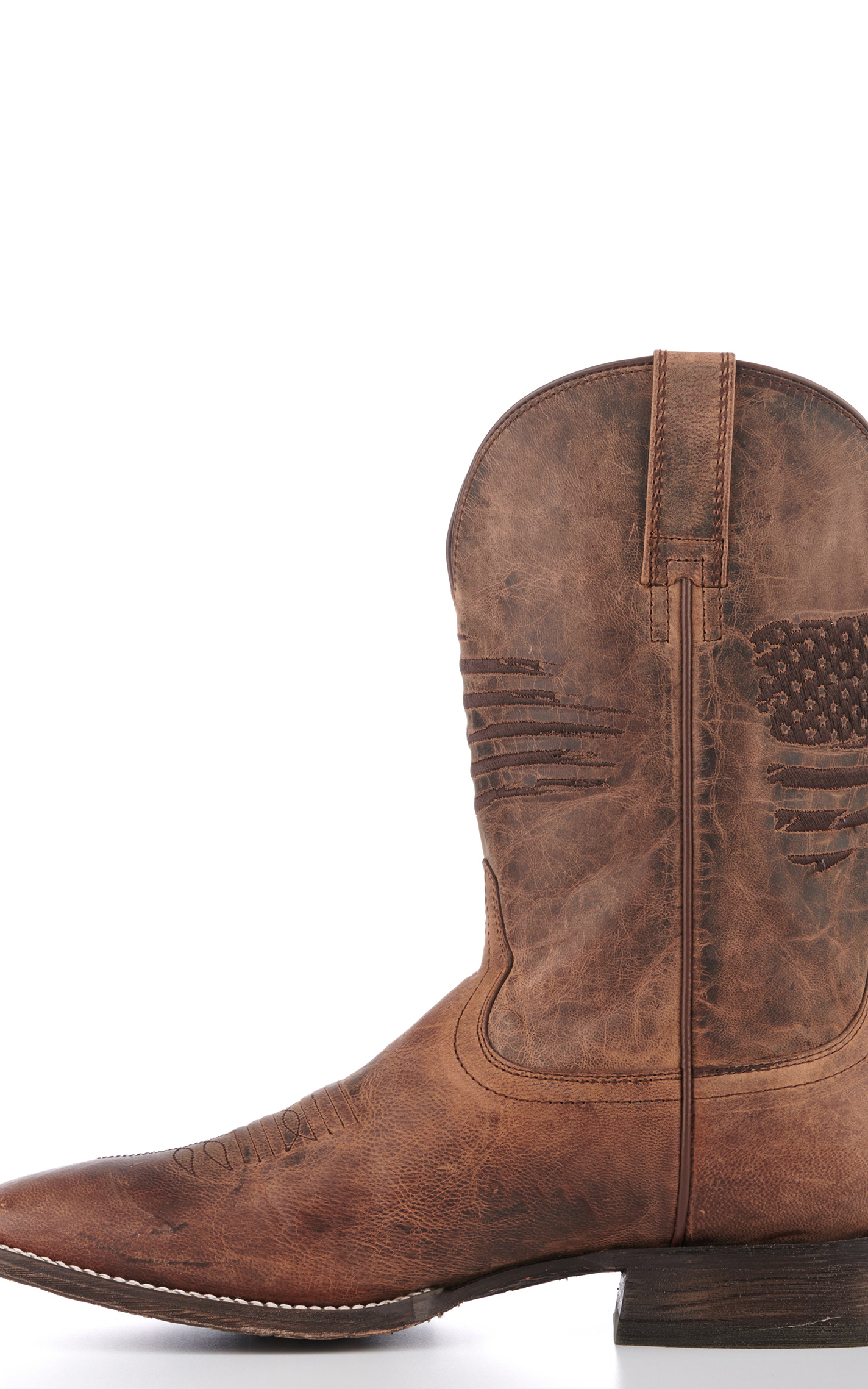 Ariat Men's Circuit Patriot Weathered Tan Embroidered Flag Wide Square Toe Cowboy Boots - Image 1