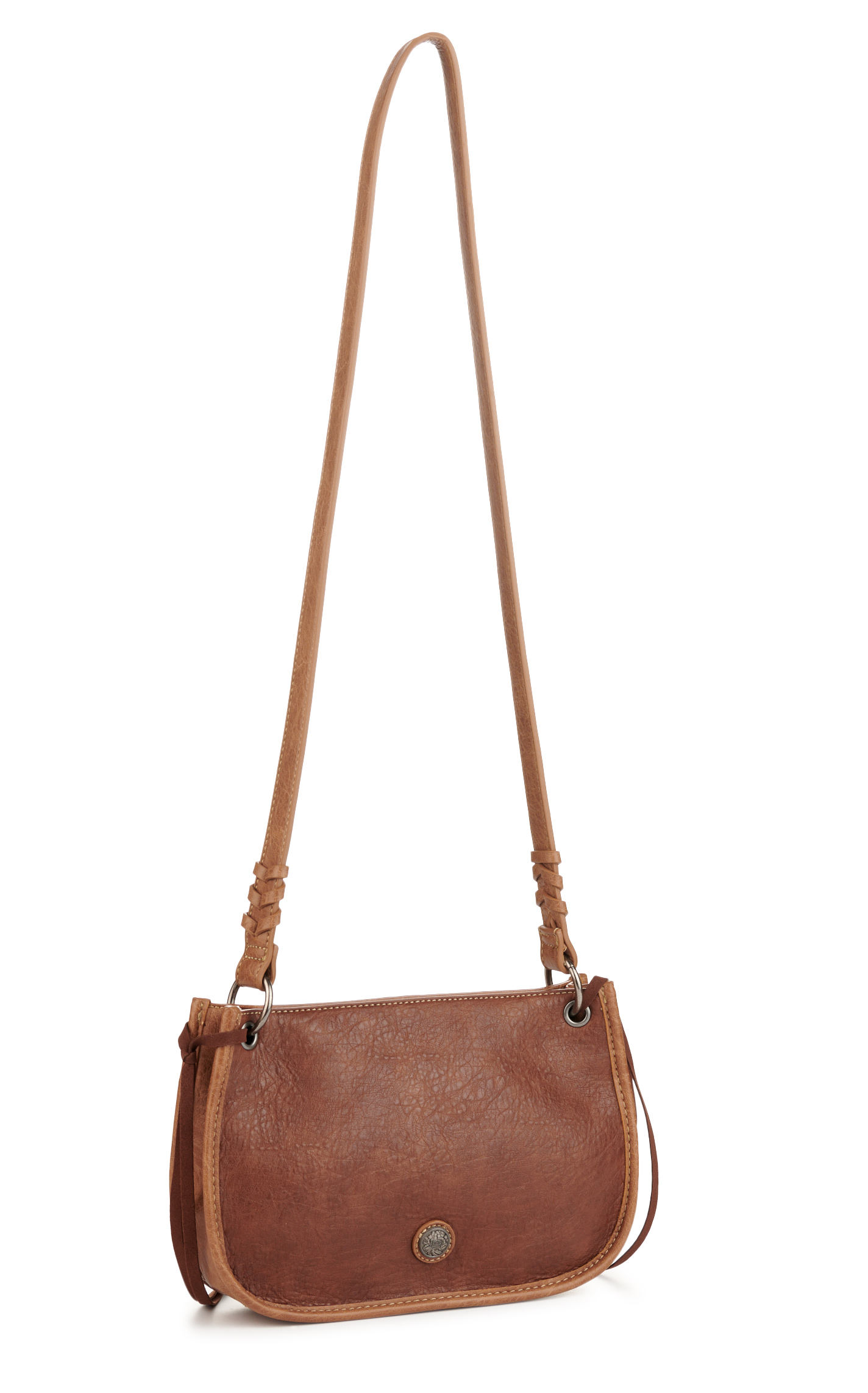 Justin Pecan Leather Stitch Concho Crossbody Bag - Image 1
