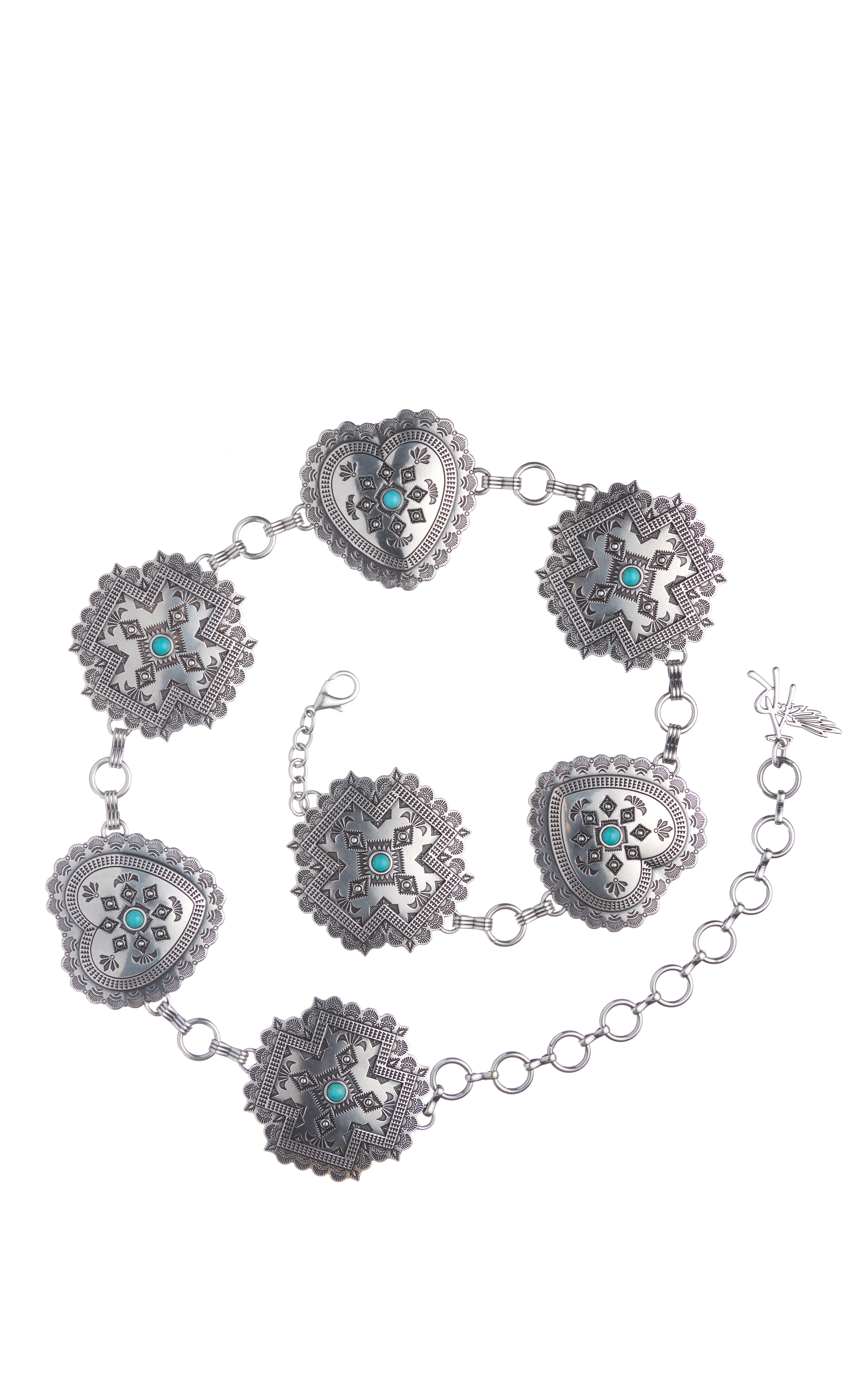 Angel Ranch Women's Silver Square Cross & Hearts Concho Belt - Image 1