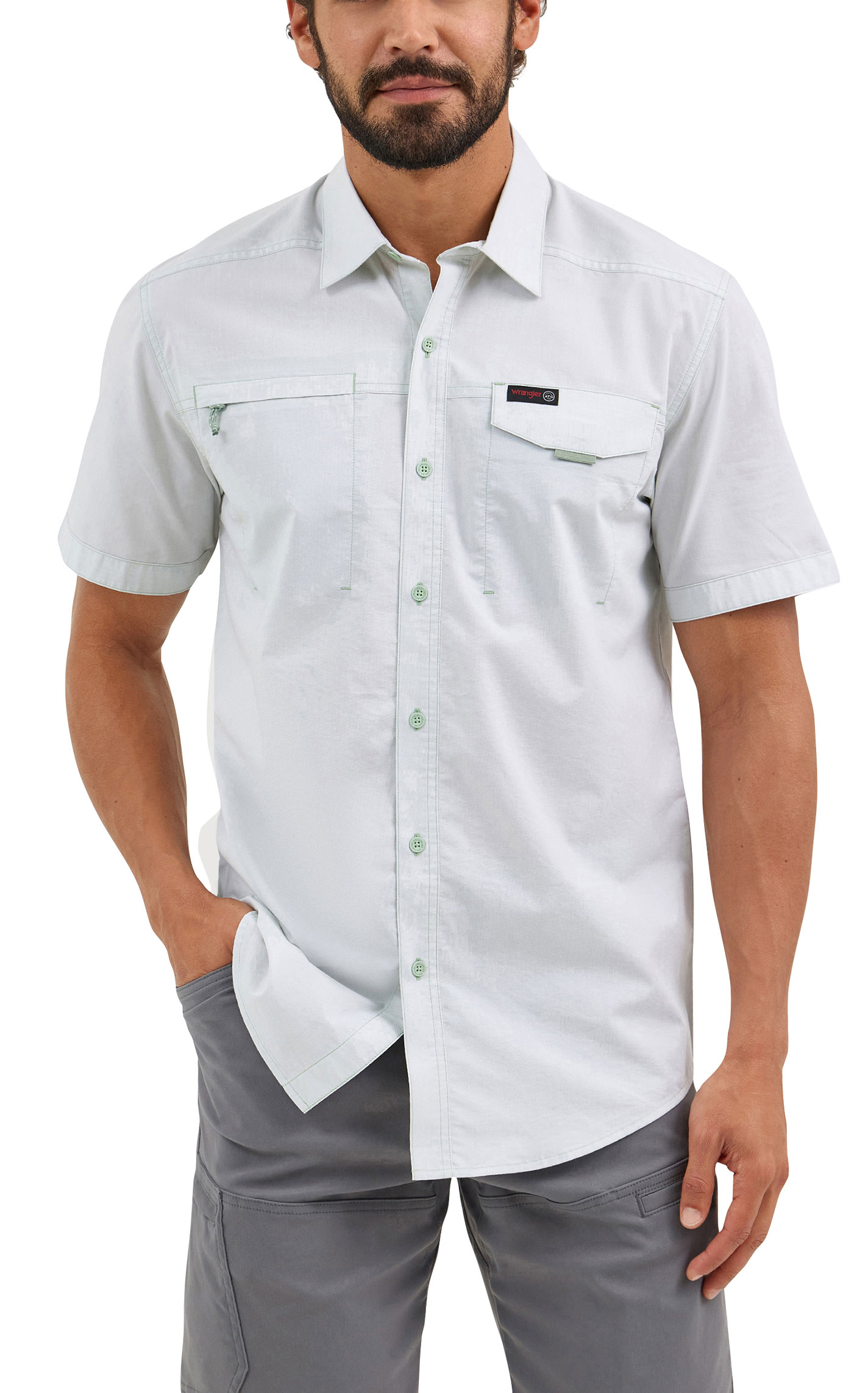 Wrangler ATG Men's Silt Green Western Shirt - Image 1