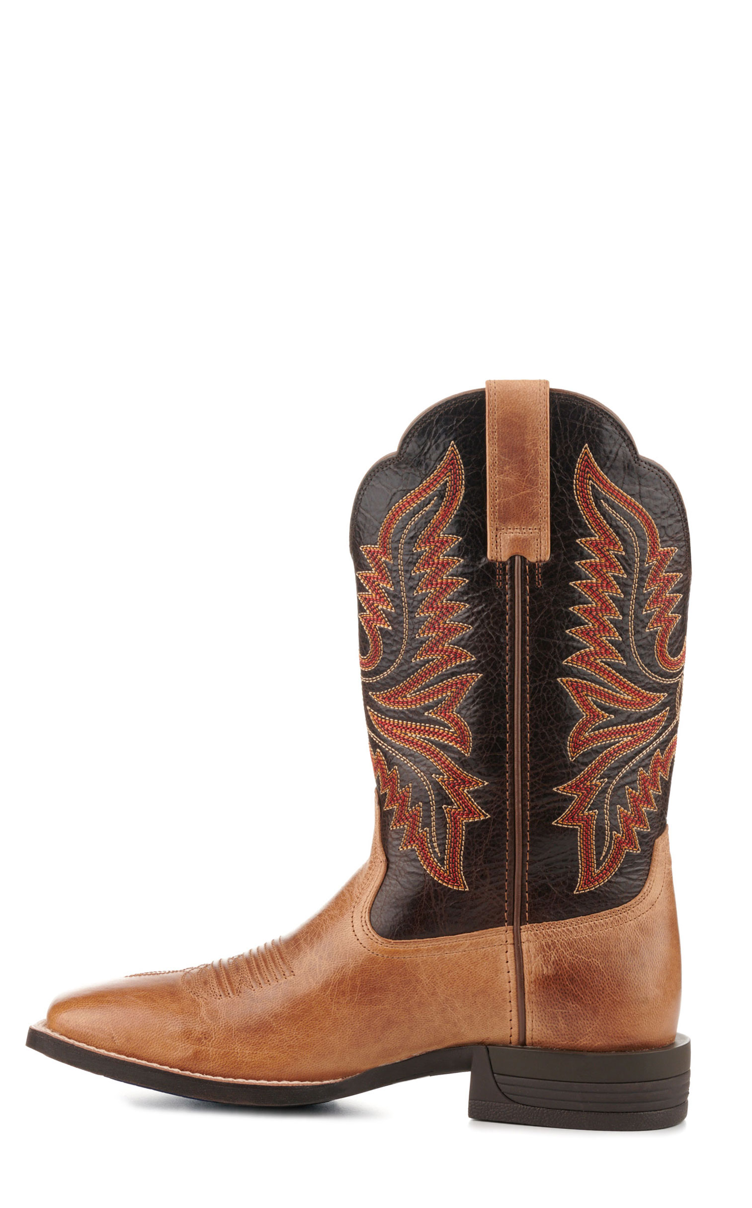 Ariat Men's Brush Creek Tan and Brown Wide Square Toe Shock Shield Cowboy Boots - Image 1