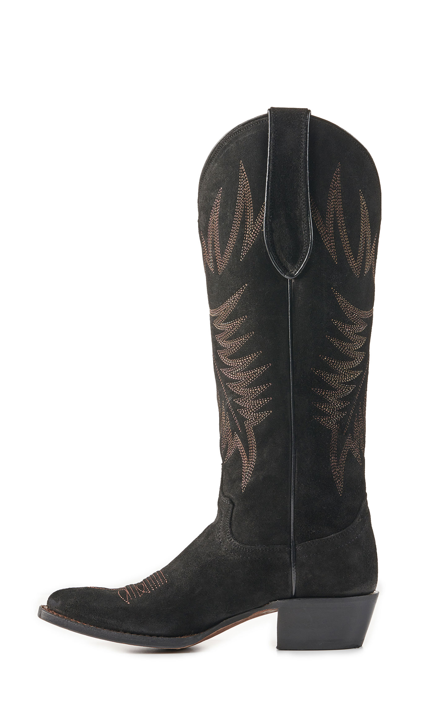 Justin Women's Clara Black Suede Medium Round Toe Tall Cowboy Boots - Image 1