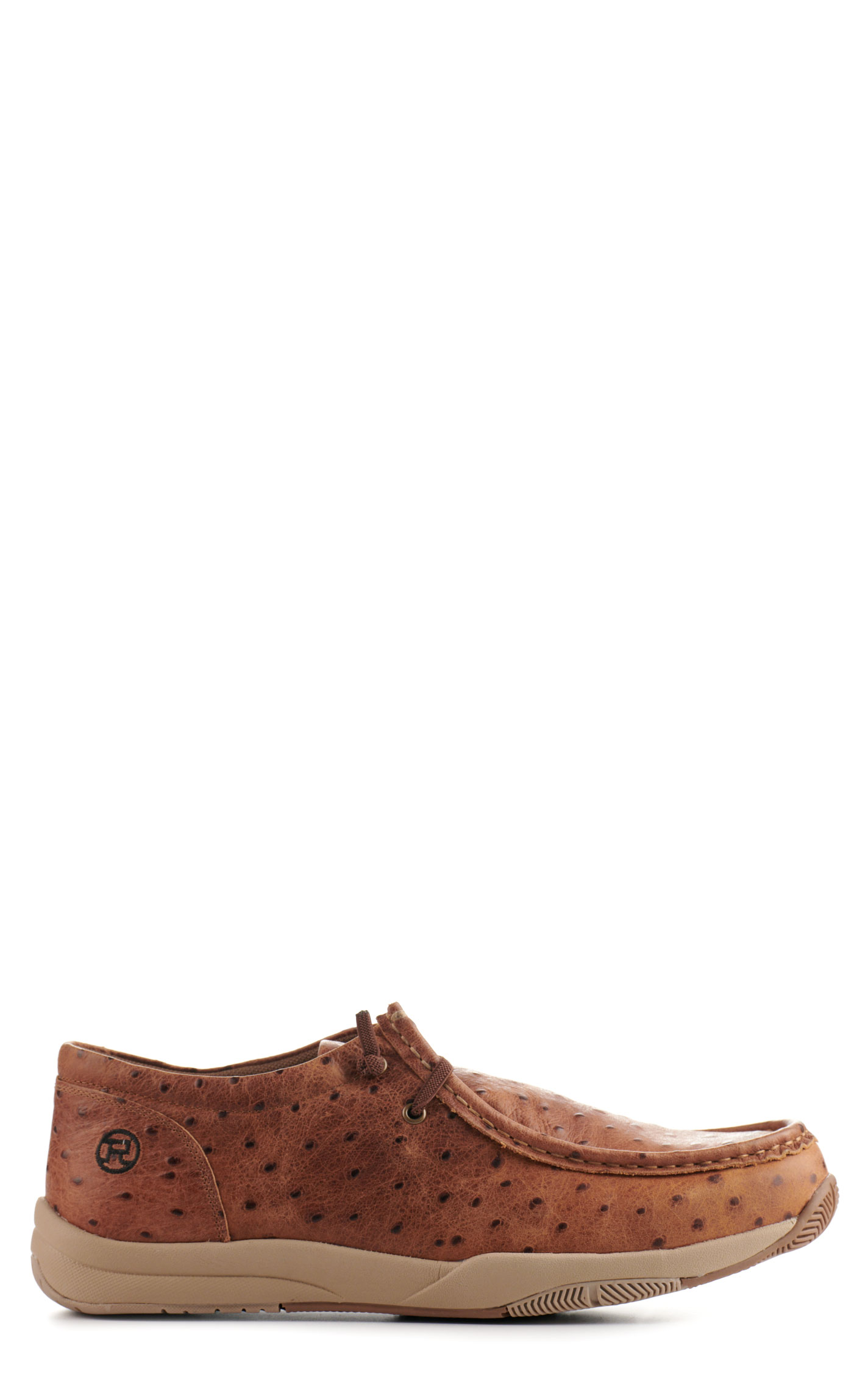 Roper Men's Clearcut Low Cognac Ostrich Print Moc Toe Casual Shoes - Image 1