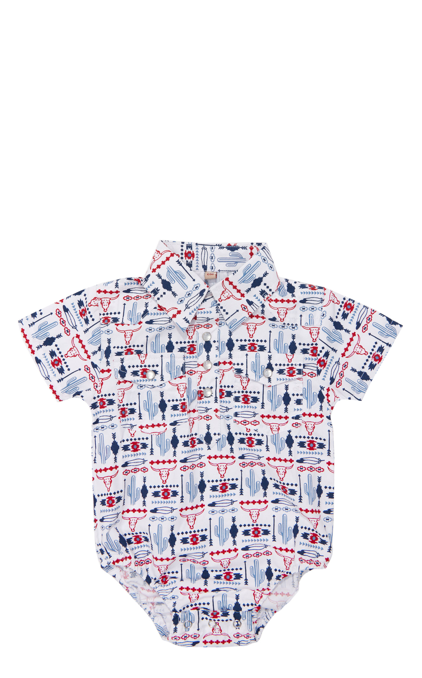 Rafter C Infant Boy's Red & Navy Skull Print Onesie - Image 1