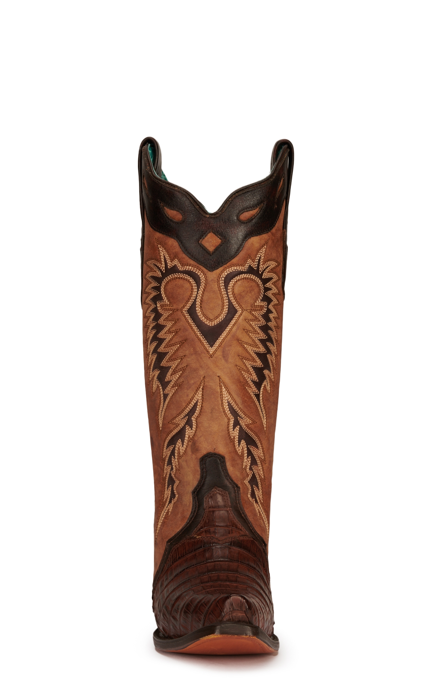 Corral Women's Tan and Brown Caiman Snip Toe Exotic Cowboy Boots - Image 1