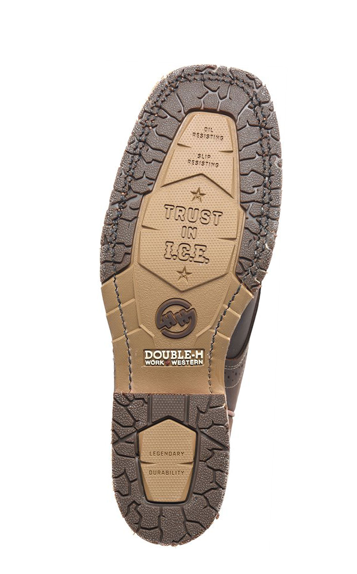 Double H Men’s Almond Barnyard Camel ICE Collection Leather Square Toe Cowboy Boots - Image 1