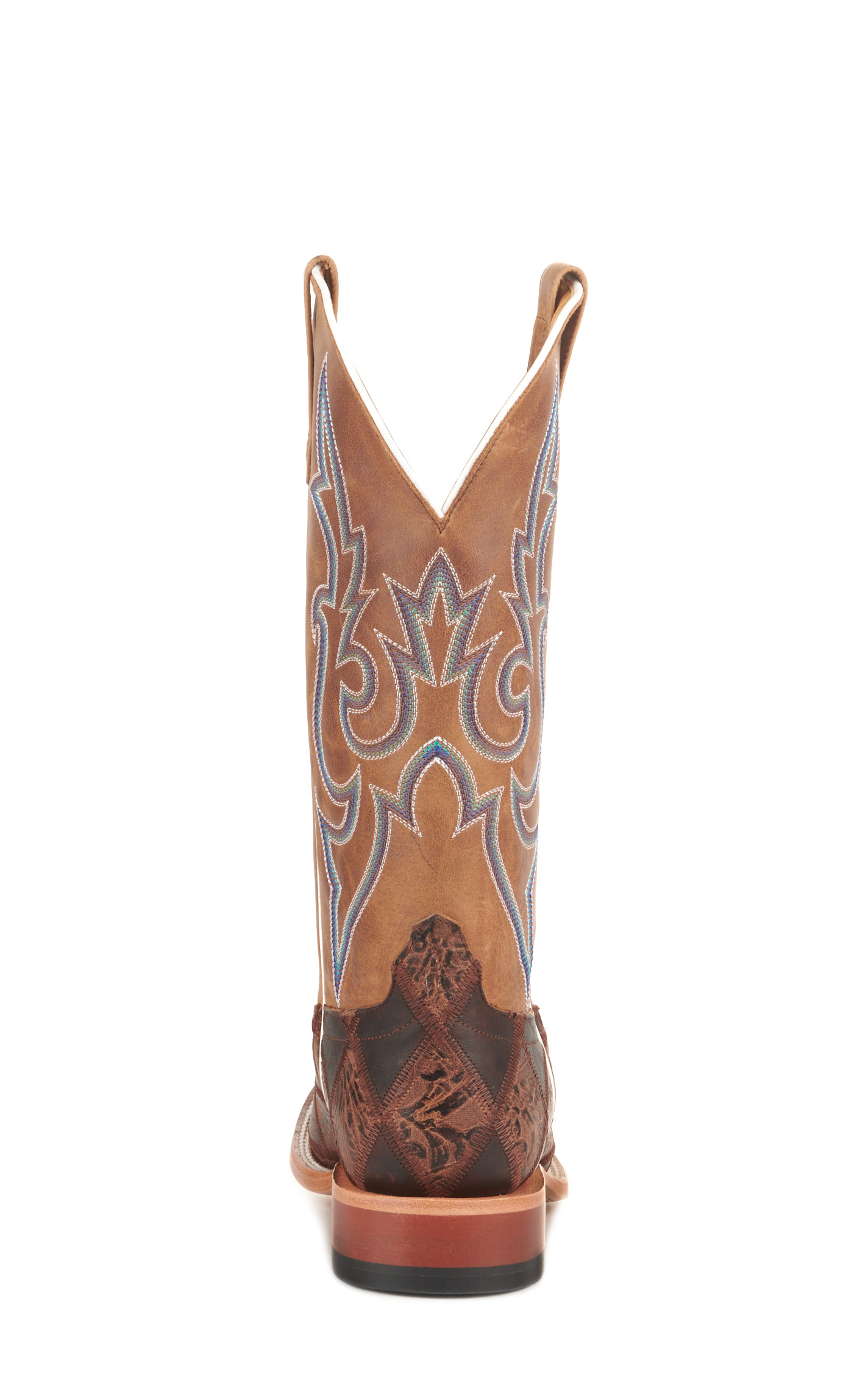 Anderson Bean Men's Horse Power Brown Patchwork and Tan Wide Square Toe Cowboy Boots - Image 1