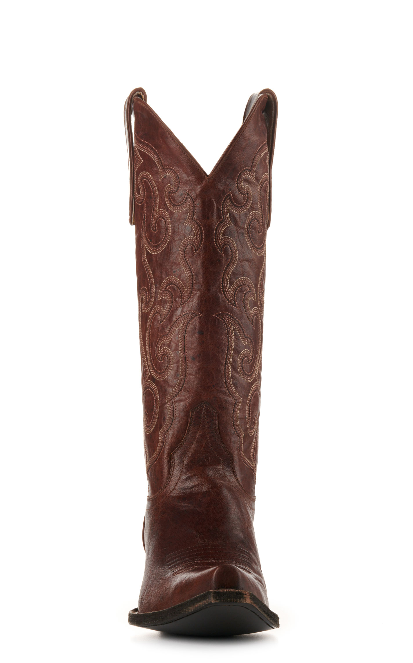 Cavender’s Women’s Brass Brown Goat Leather Snip Toe Cowboy Boots - Image 1