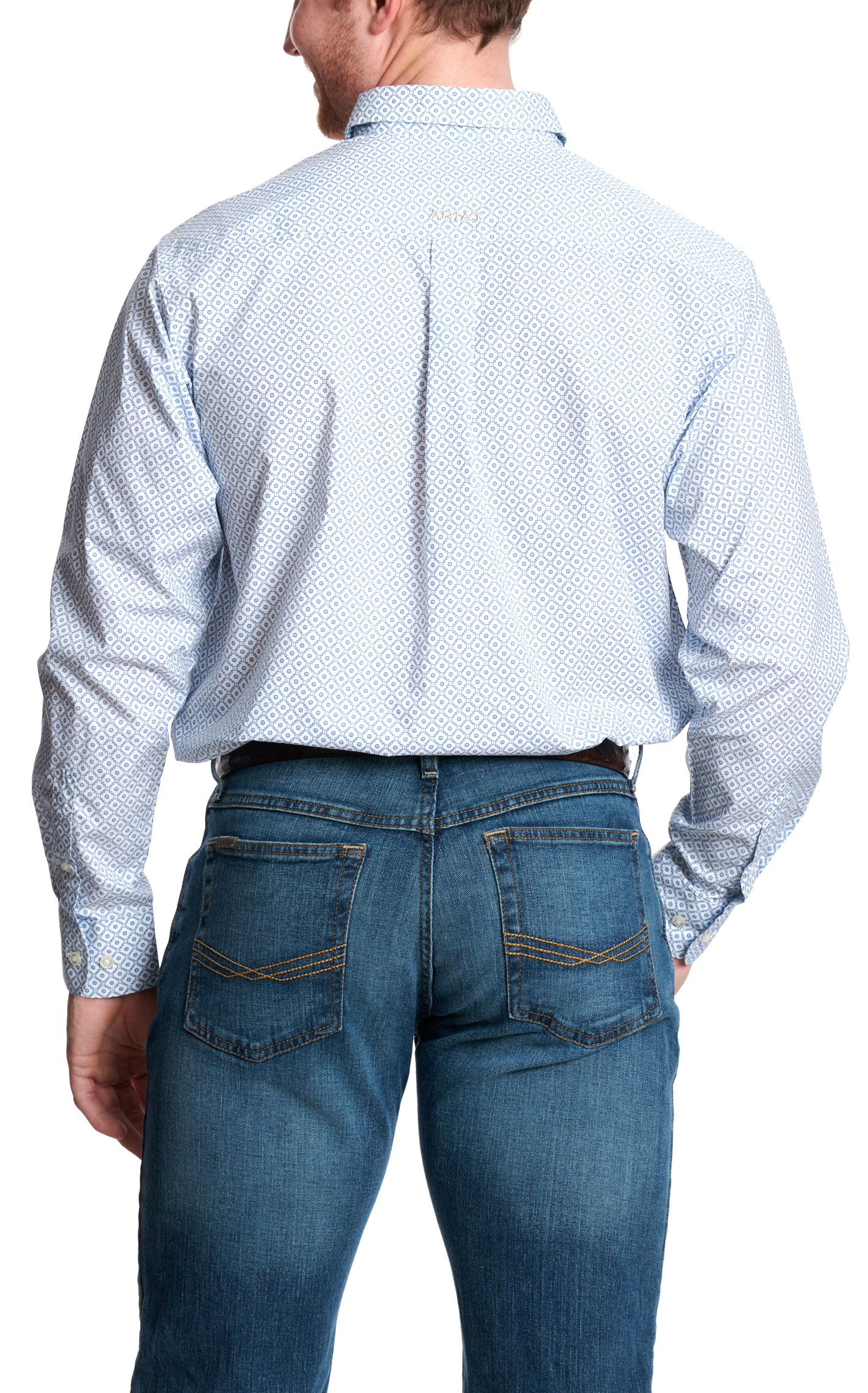 Ariat Men's Keagan White & Blue Geo Western Shirt - Image 1