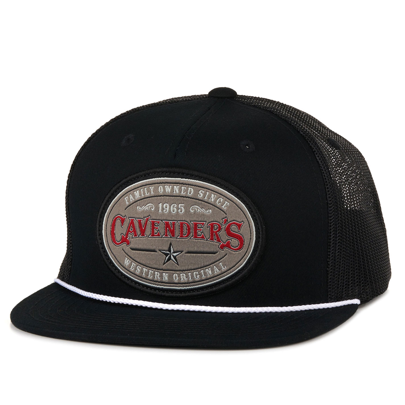 Cavender's Men's Black with Oval Logo Patch Snap Back Cap - Image 1