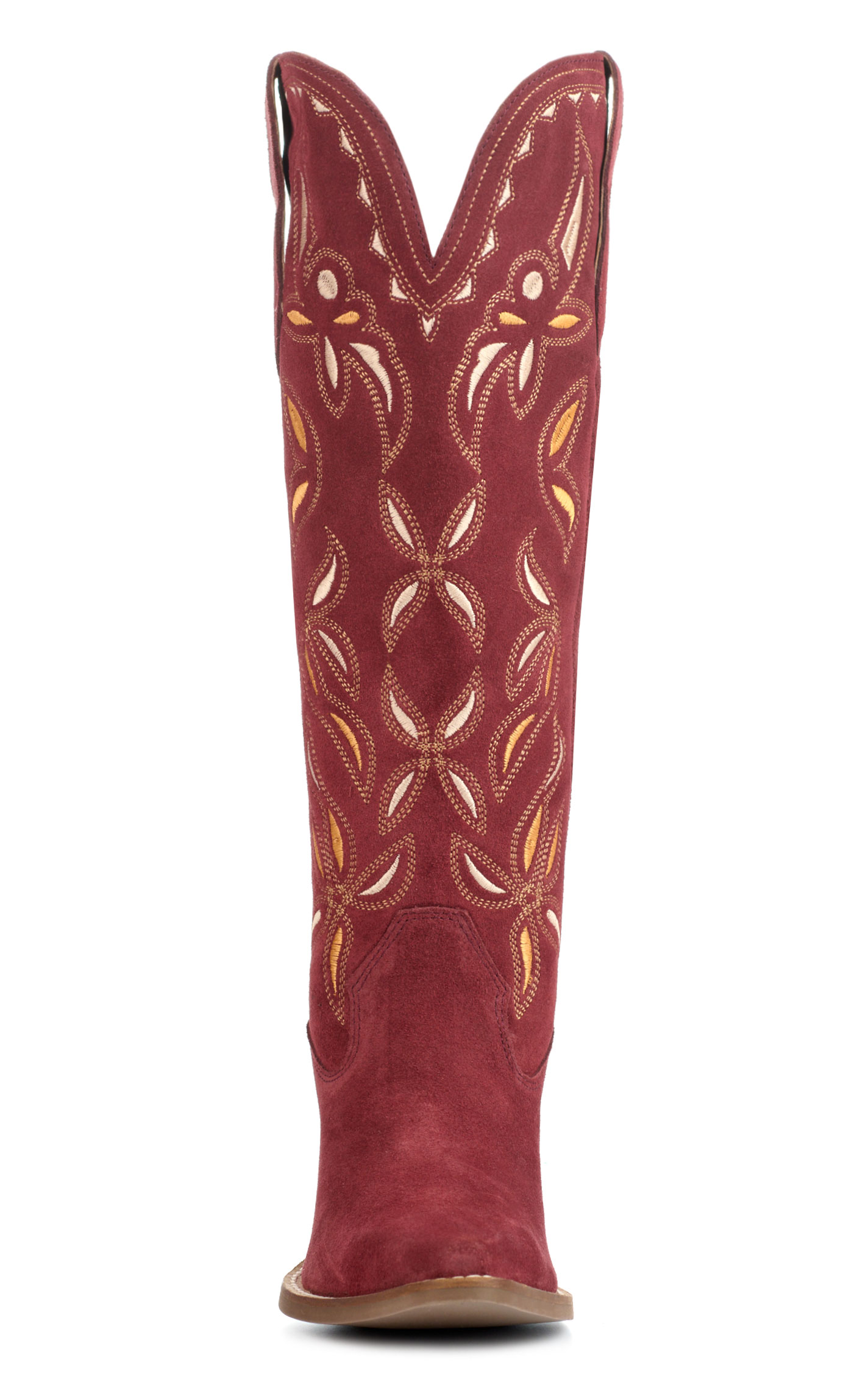 Dingo Women's Bandelera Burgundy Suede Snip Toe Tall Cowboy Boots - Image 1
