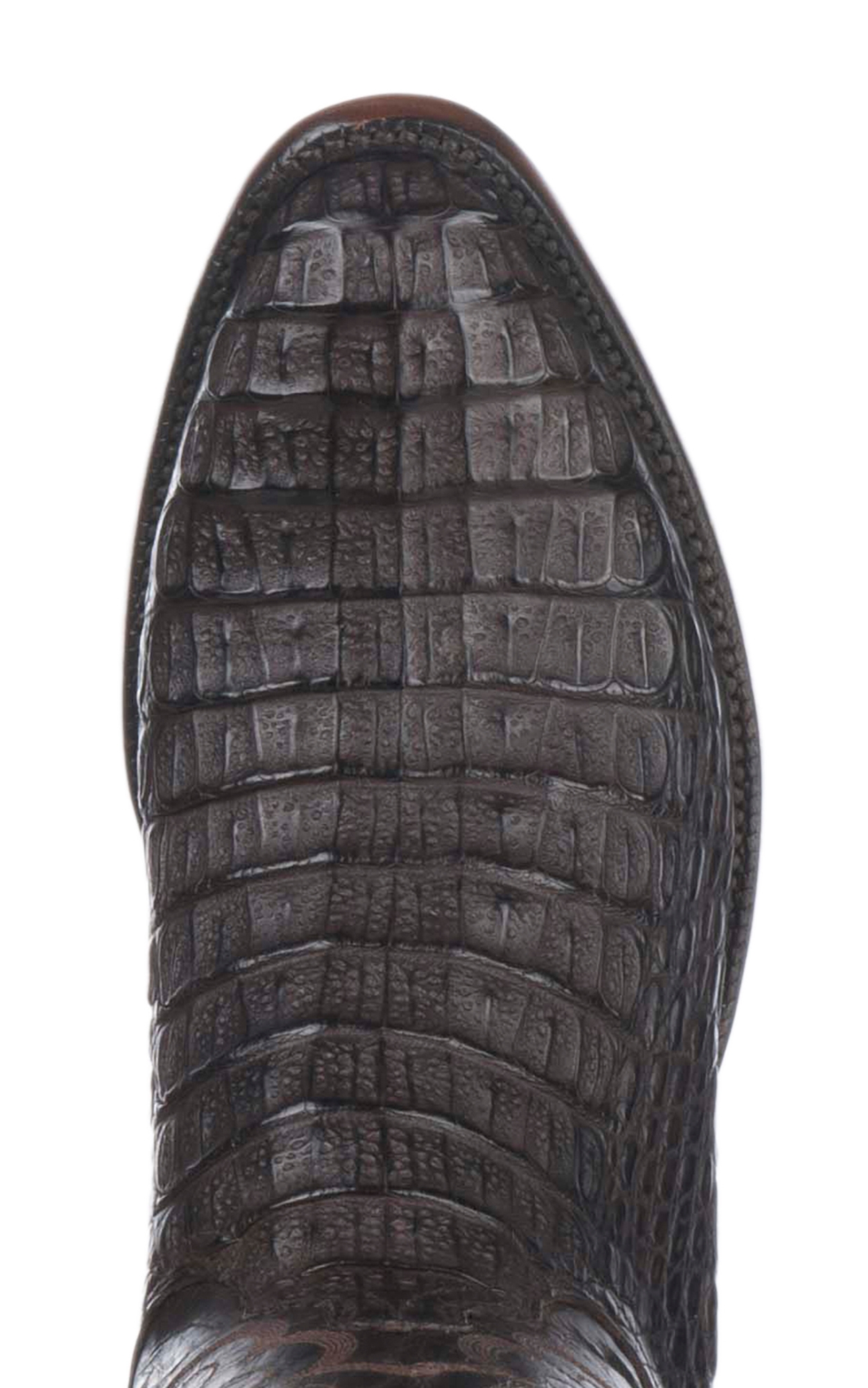 Lucchese Men's Chocolate and Barrel Brown Hornback Caiman R-Toe Exotic Western Boots - Image 1