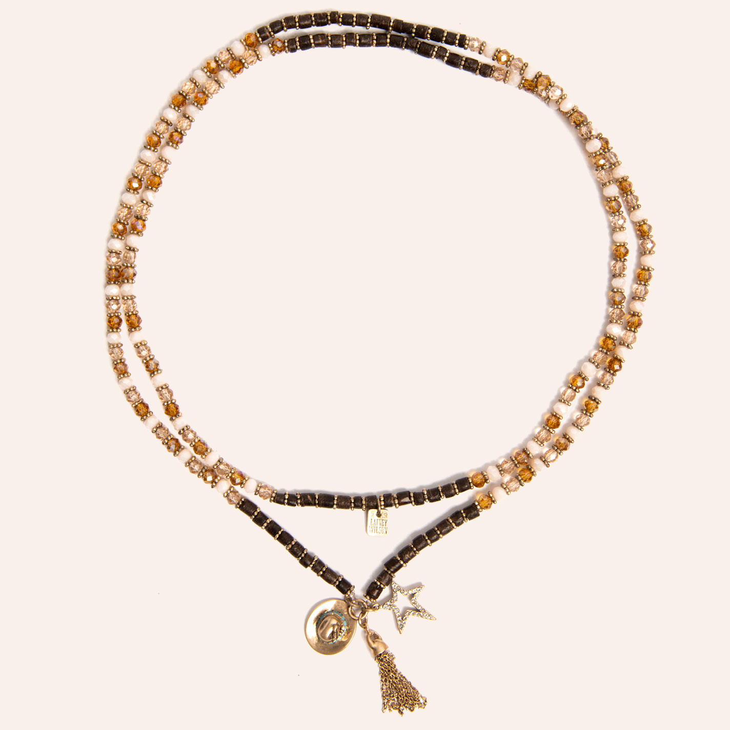 Lainey Wilson Gold & Natural Beaded Convertible Necklace Bracelet - Image 1