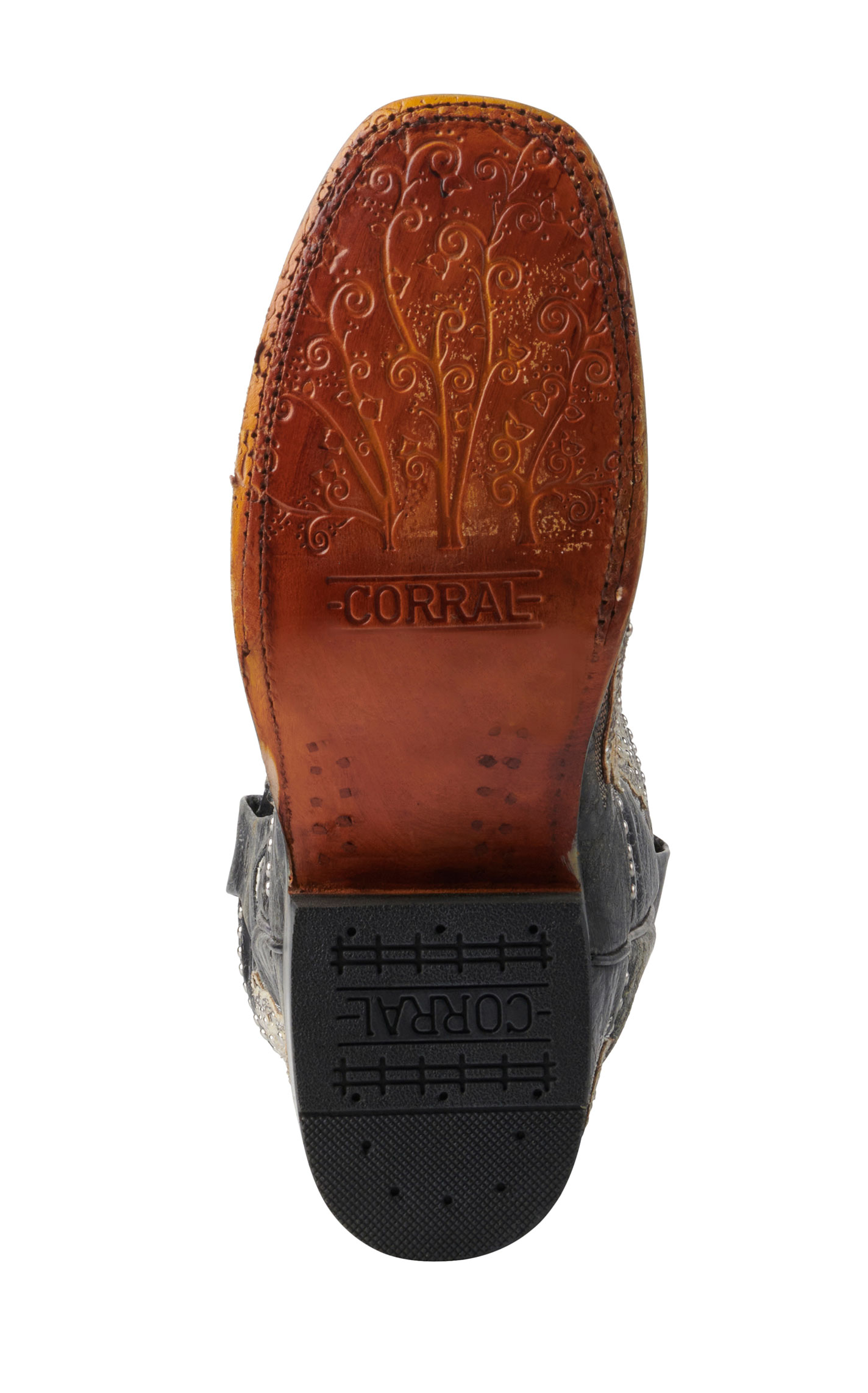 Corral Women's Distressed Black with Cross & Wings Square Toe Cowboy Boots - Image 1