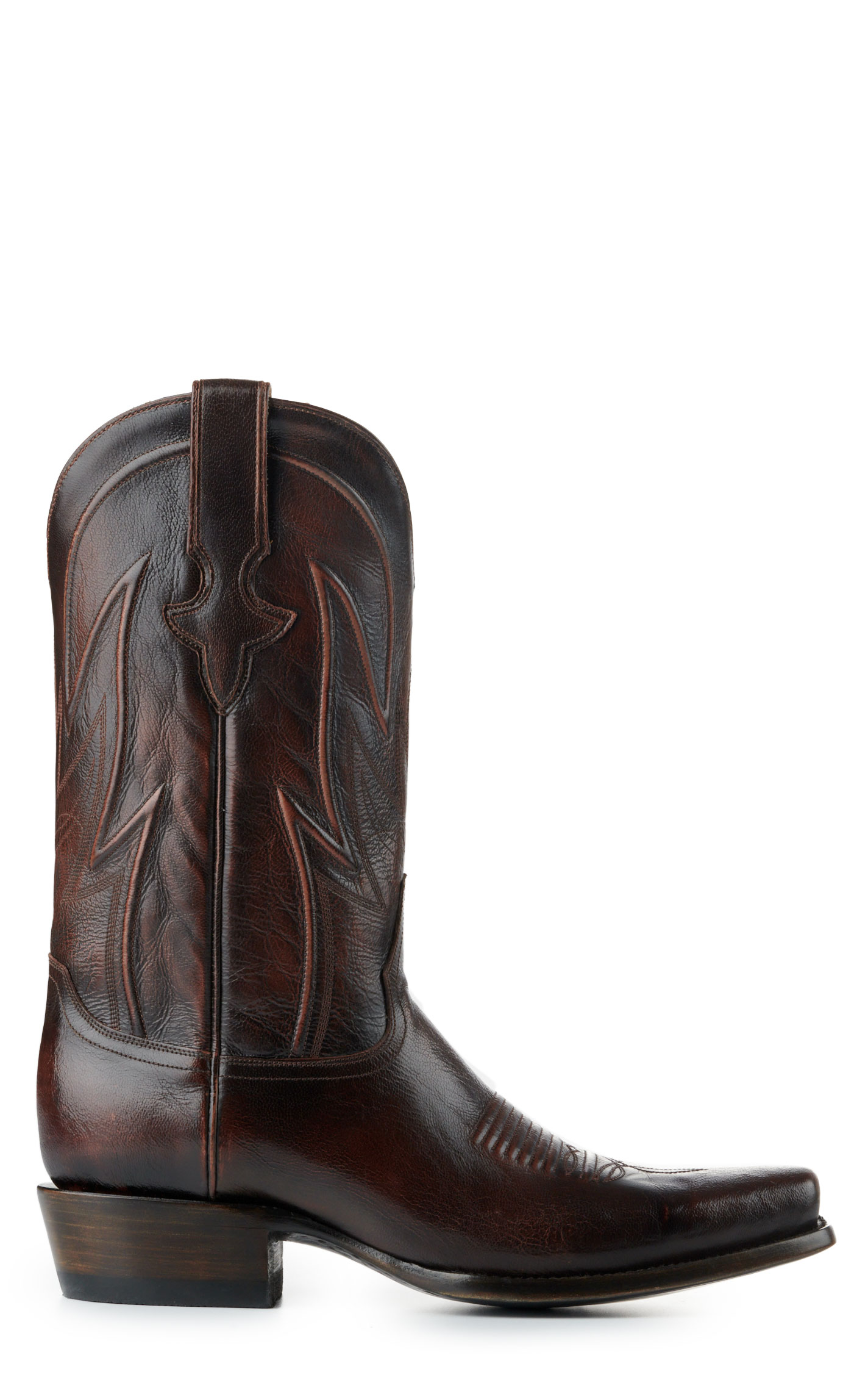 JRC & Sons Men's Wyatt Brush Off Goat Punchy Square Toe Cowboy Boot in Chocolate - Image 1