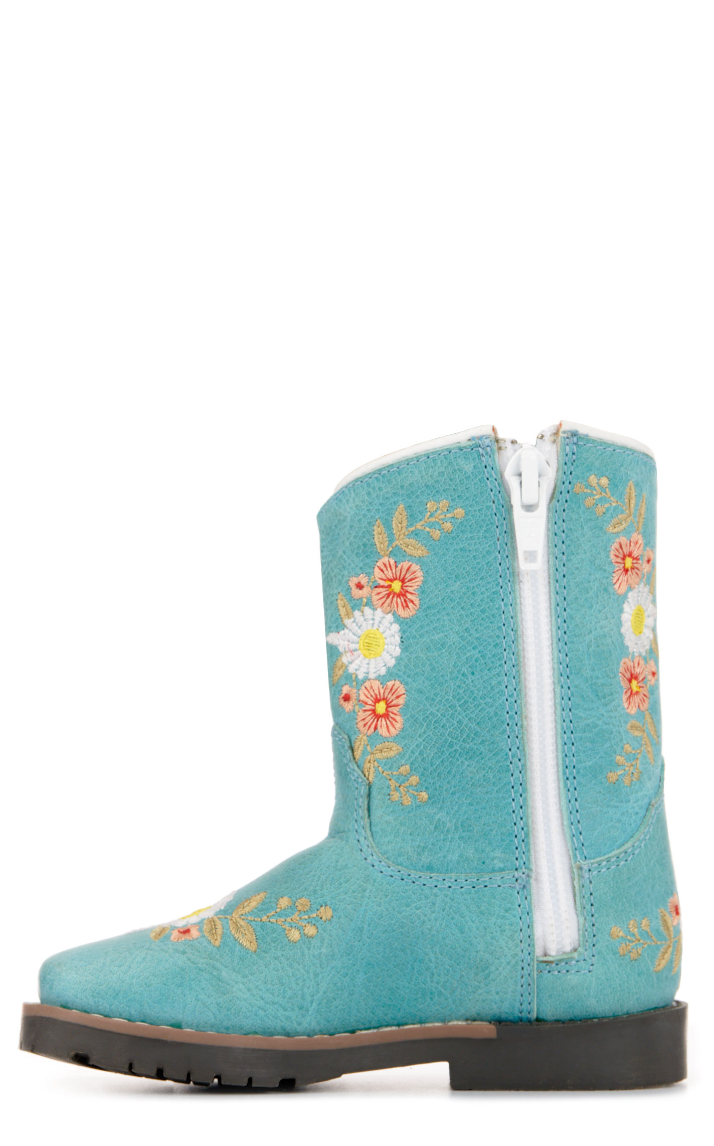 Smoky Mountain Toddler's Autry Turquoise with Floral Embroidery Wide Square Toe Cowboy Boots - Image 1