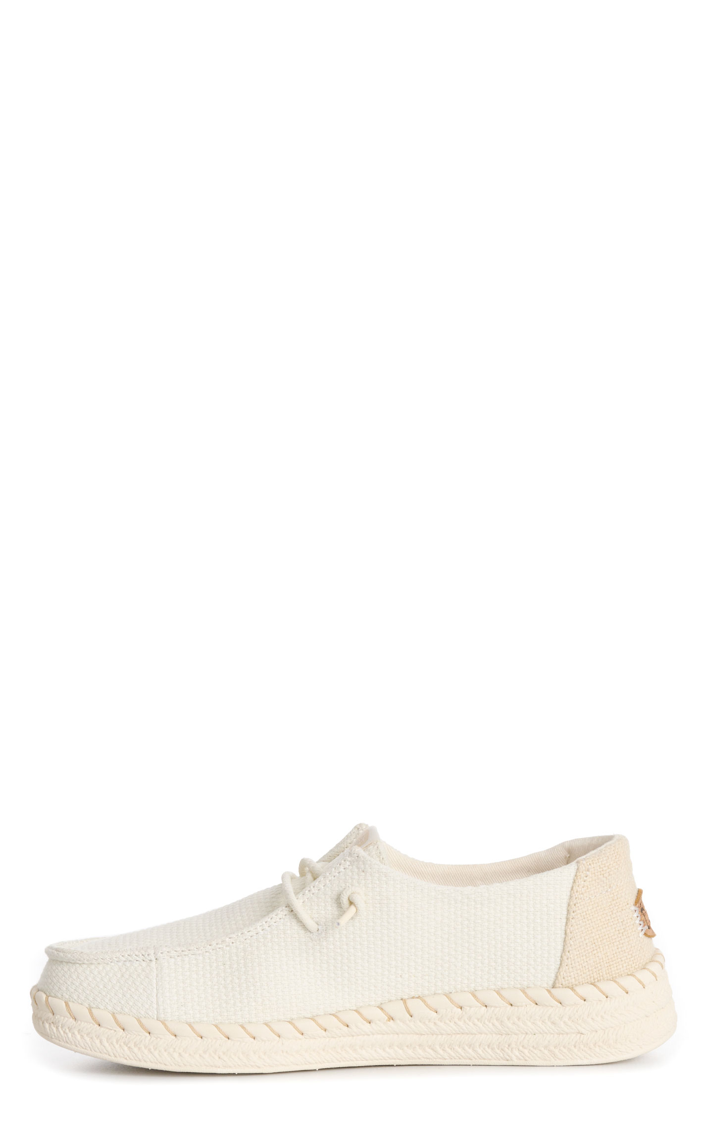 Hey Dude Women’s Wendy White Espadrille Woven Lace Up Moc Toe Casual Shoes - Image 1