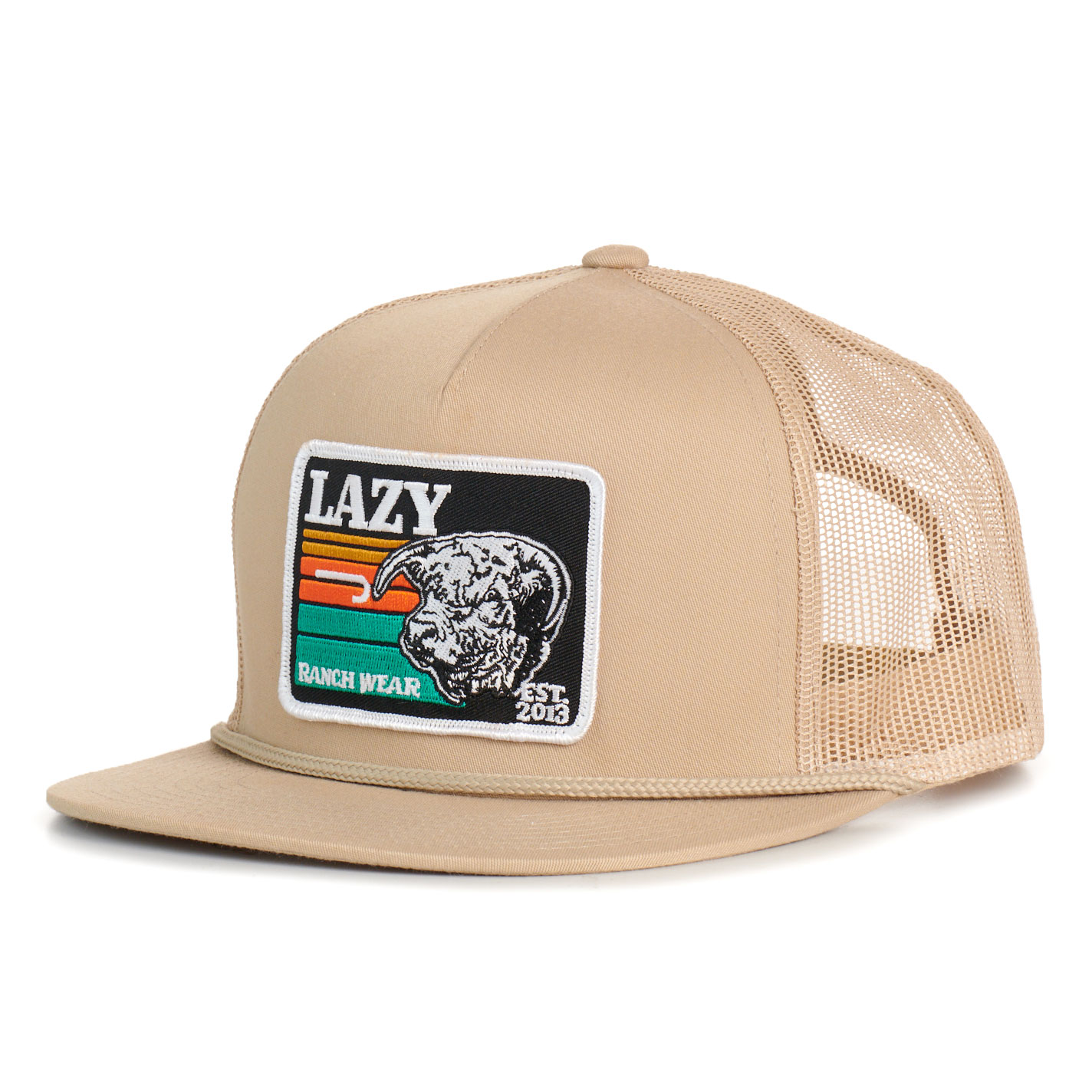 Lazy J Ranch Wear Tan Dusk Sunset Flat Bill Cap - Image 1