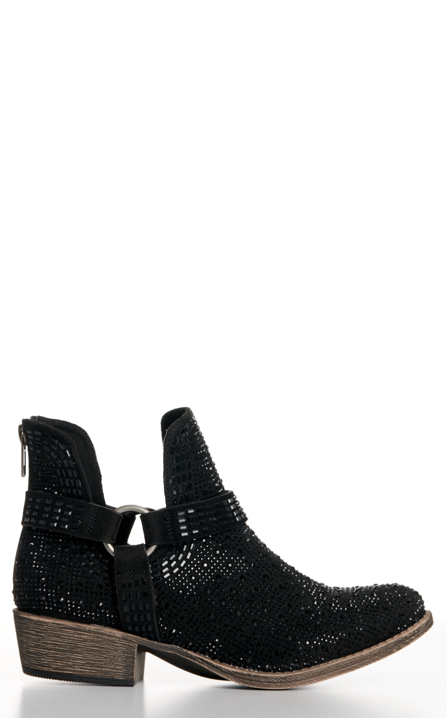 Very G Women's Raquel Black Jeweled Harness Round Toe Booties - Image 1