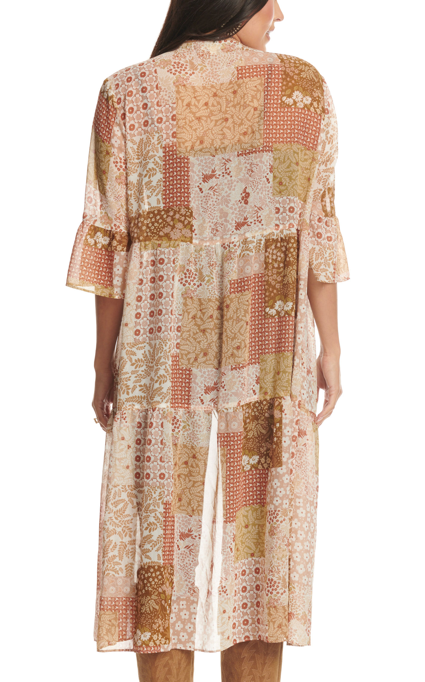Moa Moa Women's Cinnamon Floral Patchwork & Crochet Kimono - Image 1