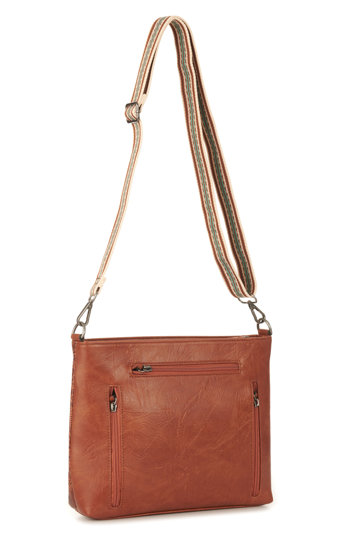 Nocona Amelia Cinnamon Floral Tooled Camera Strap Crossbody Bag - Image 1