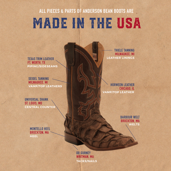 Anderson Bean Men's Distressed Brown Big Bass and Chocolate Wide Square Toe Cowboy Boot - Image 1