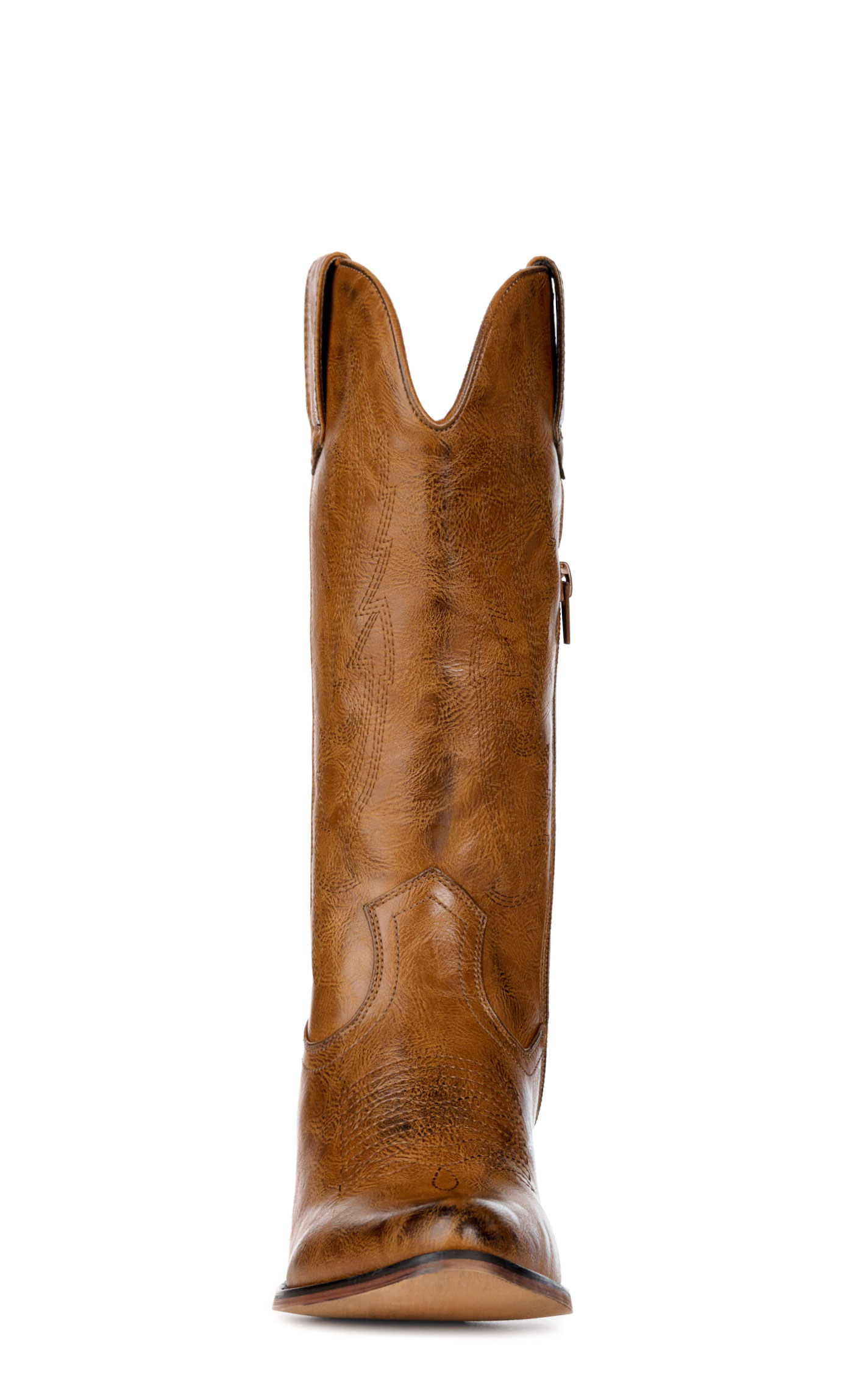 Roper Women's Nettie Vintage Brushed Tan Faux Leather Round Toe Cowboy Boots - Image 1