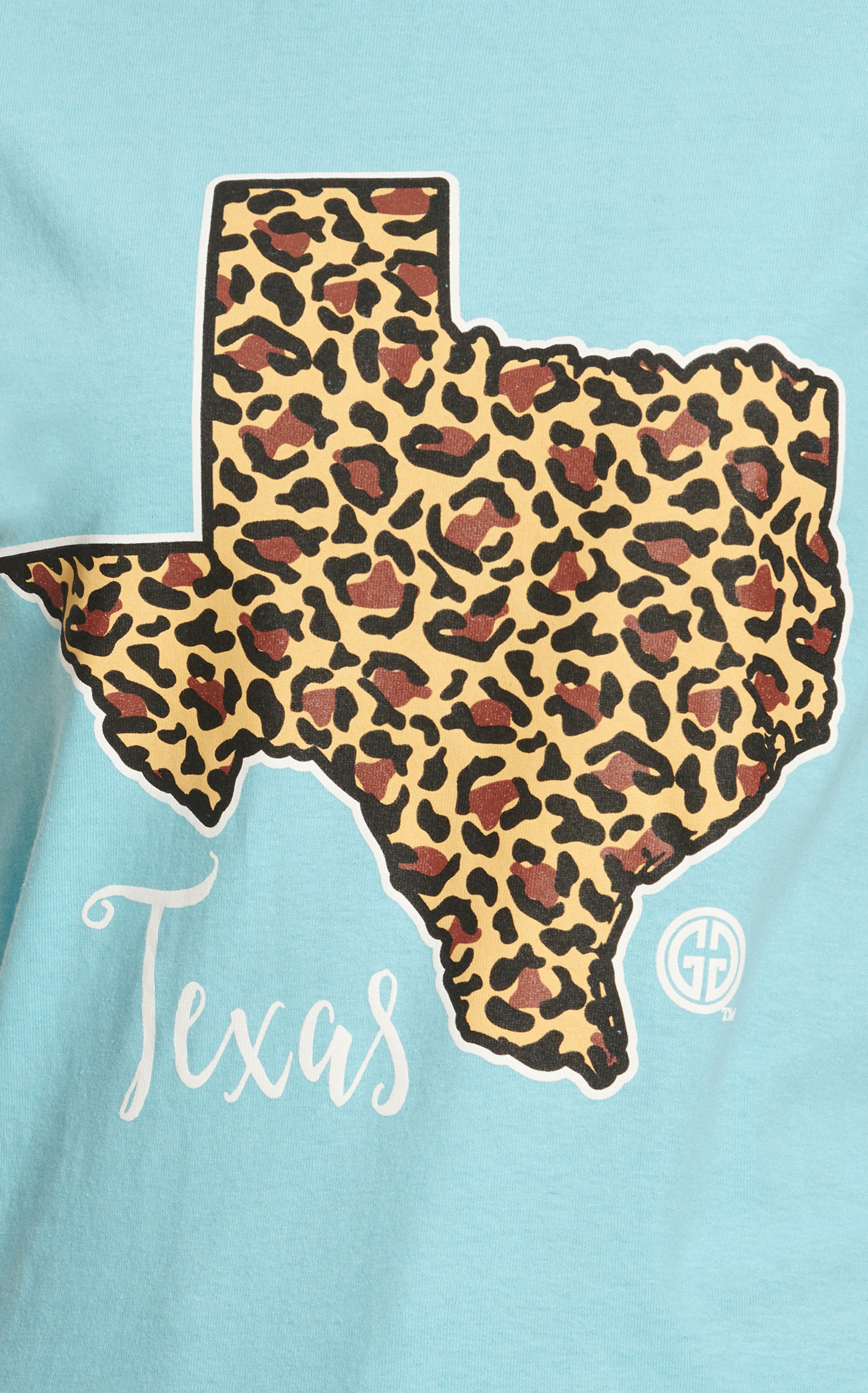 Girlie Girl Originals Women's Light Blue Leopard Print Texas Graphic T-Shirt - Image 1