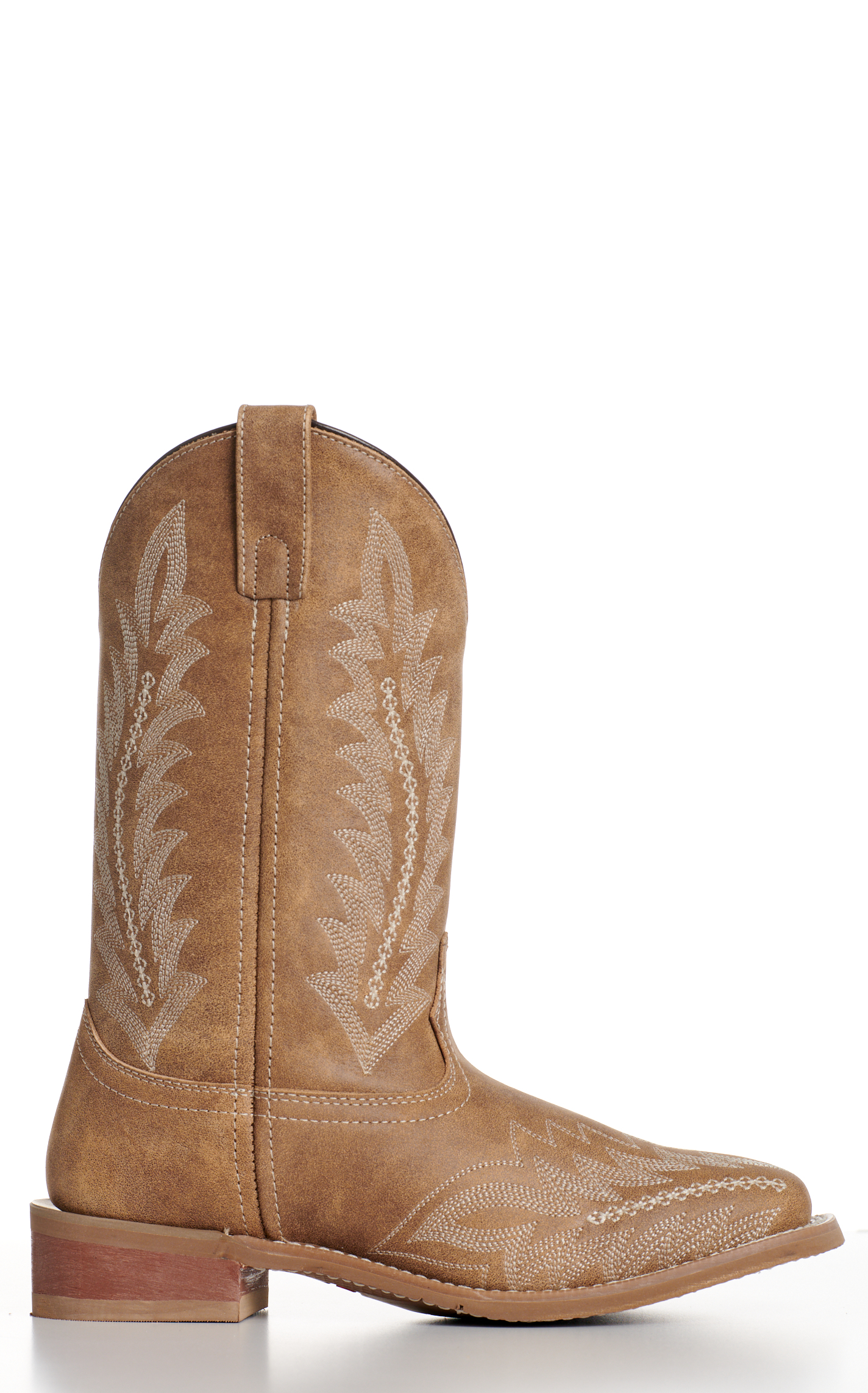 Laredo Women’s Cheyanne Tan with Fancy Stitch Wide Square Toe Cowboy Boots - Image 1