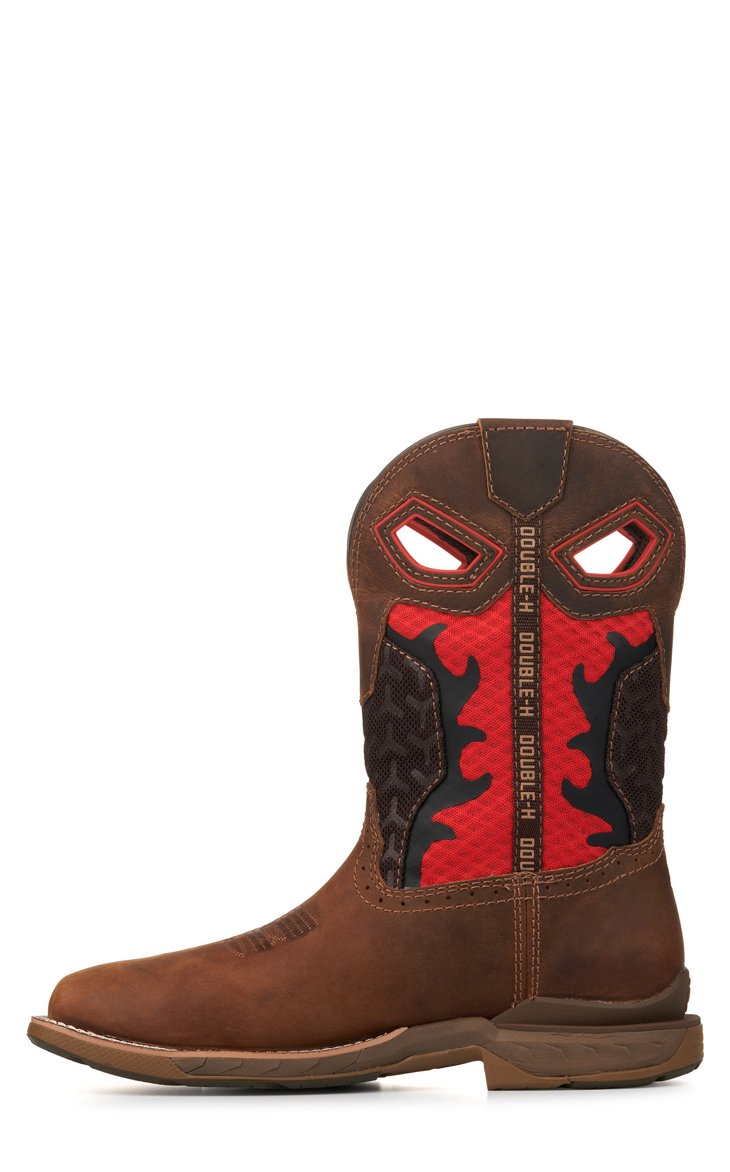 Double H Men's Brown and Red Waterproof Square Composite Toe Work Boots - Image 1