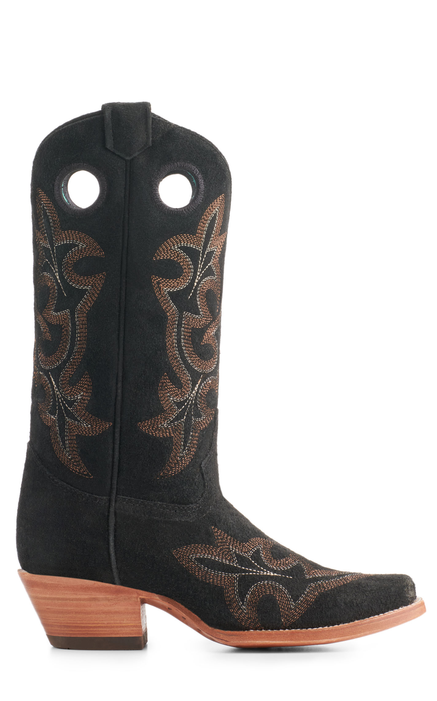Corral Women's Black Suede with Embroidery Square Toe Cowboy Boots - Image 1