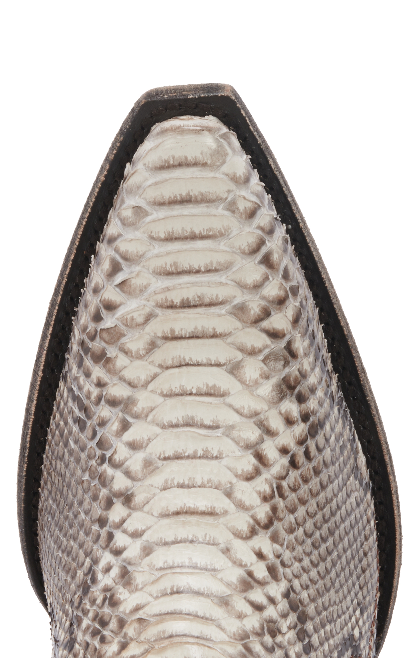 Cavender’s Women’s Natural Python and Bone Mad Dog Leather Exotic Snip Toe Cowboy Boots - Image 1