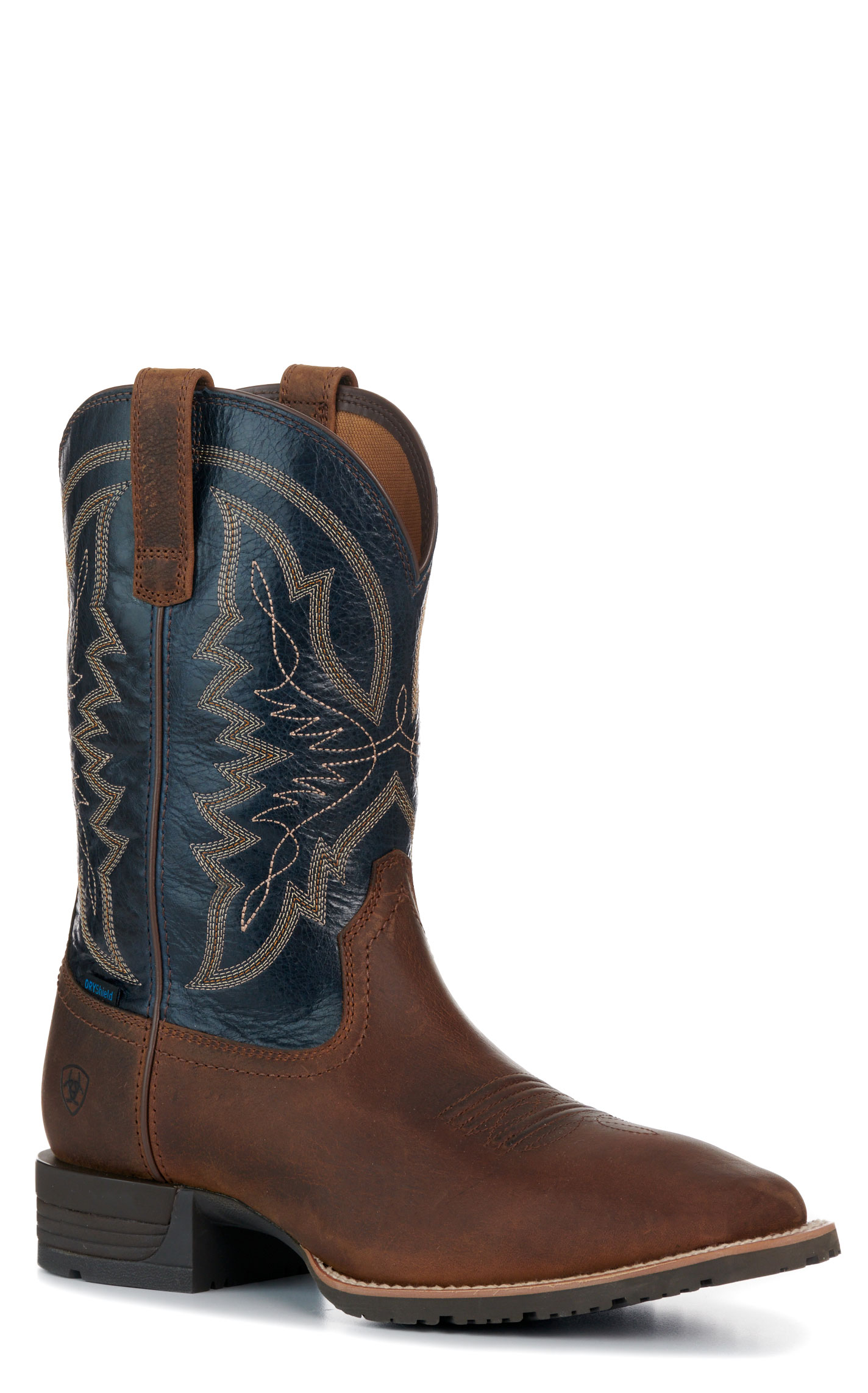 Ariat Men's Tavern Taupe Dark Denim Waterproof Wide Square Toe Cowboy Boots - Image 1