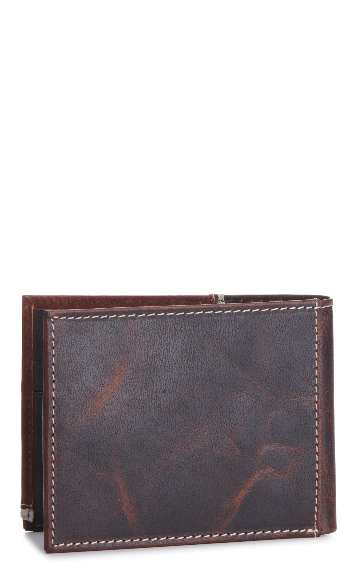 Ariat Men's Brown with Tan Overlay and Embossed Shield Logo Bifold Wallet - Image 1