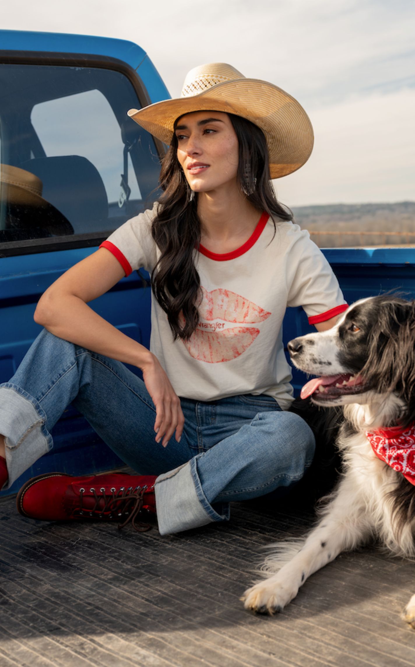 Wrangler Retro Women's White & Red Kiss Print Graphic T-Shirt - Image 1
