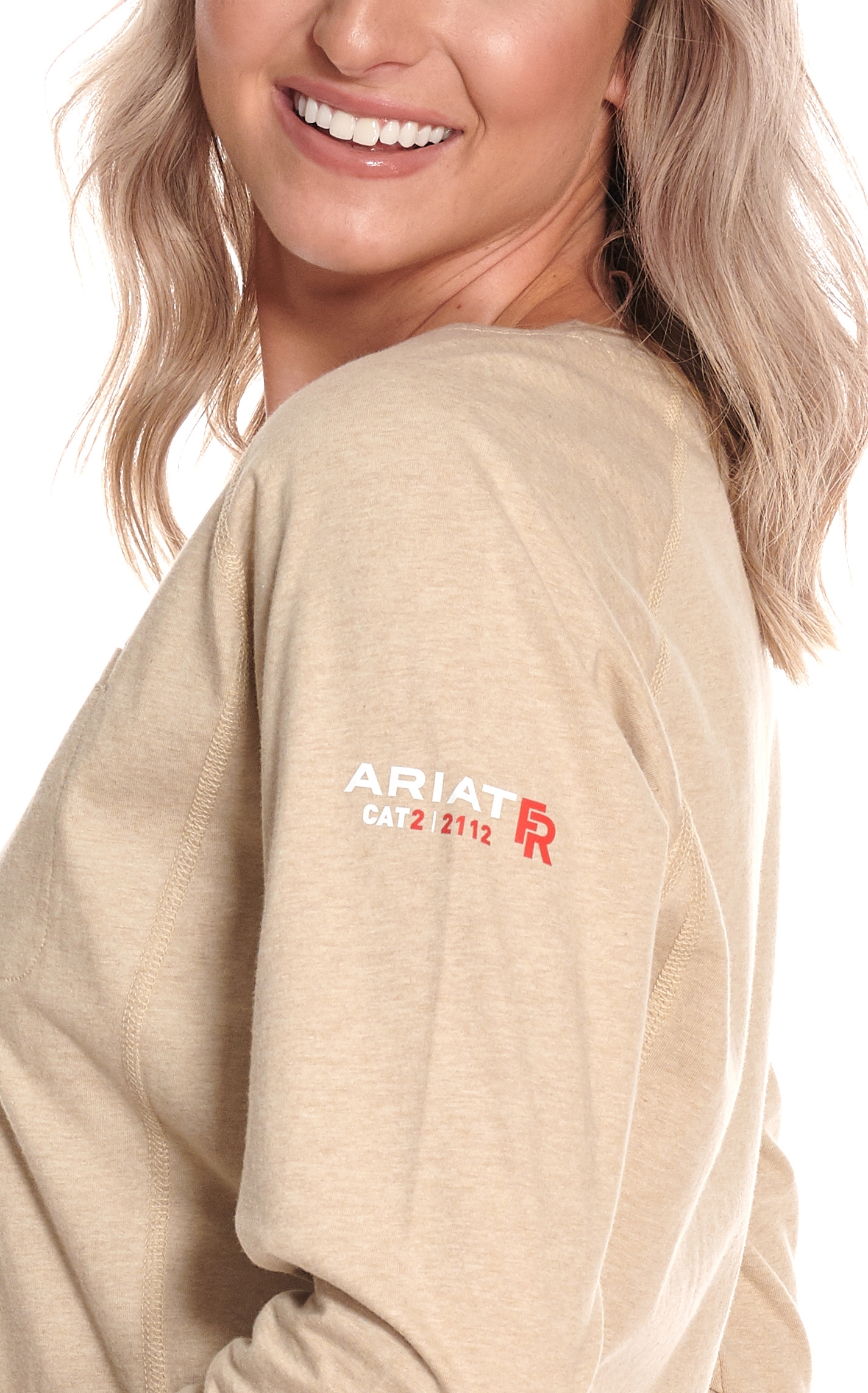 Ariat Women's Air Crew Sand FR Long Sleeve T-Shirt - Image 1