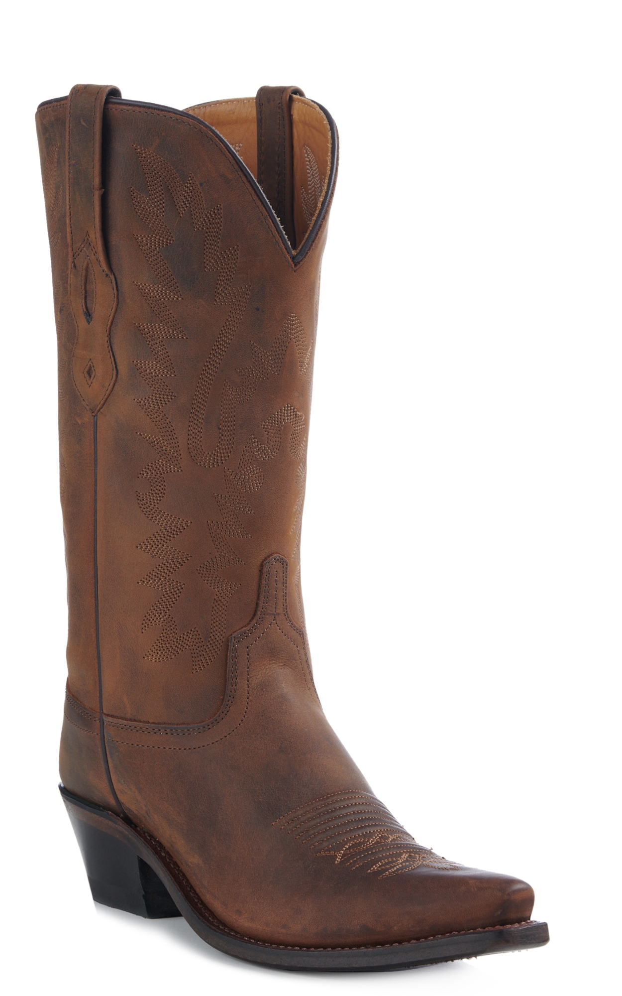 Old West Women's Distressed Brown Snip Toe Cowboy Boots - Image 1