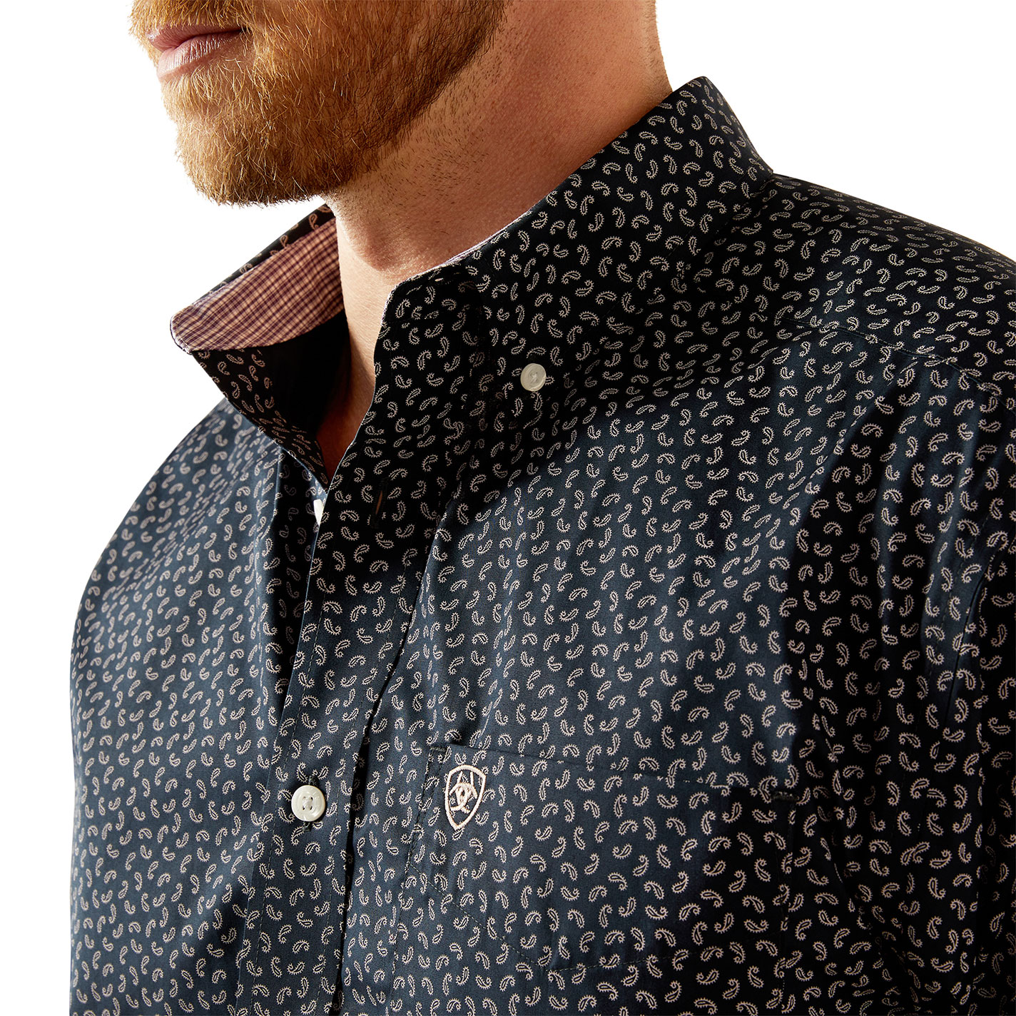 Ariat Men's Ralph Black & White Mini Paisley Western Shirt - Image 3