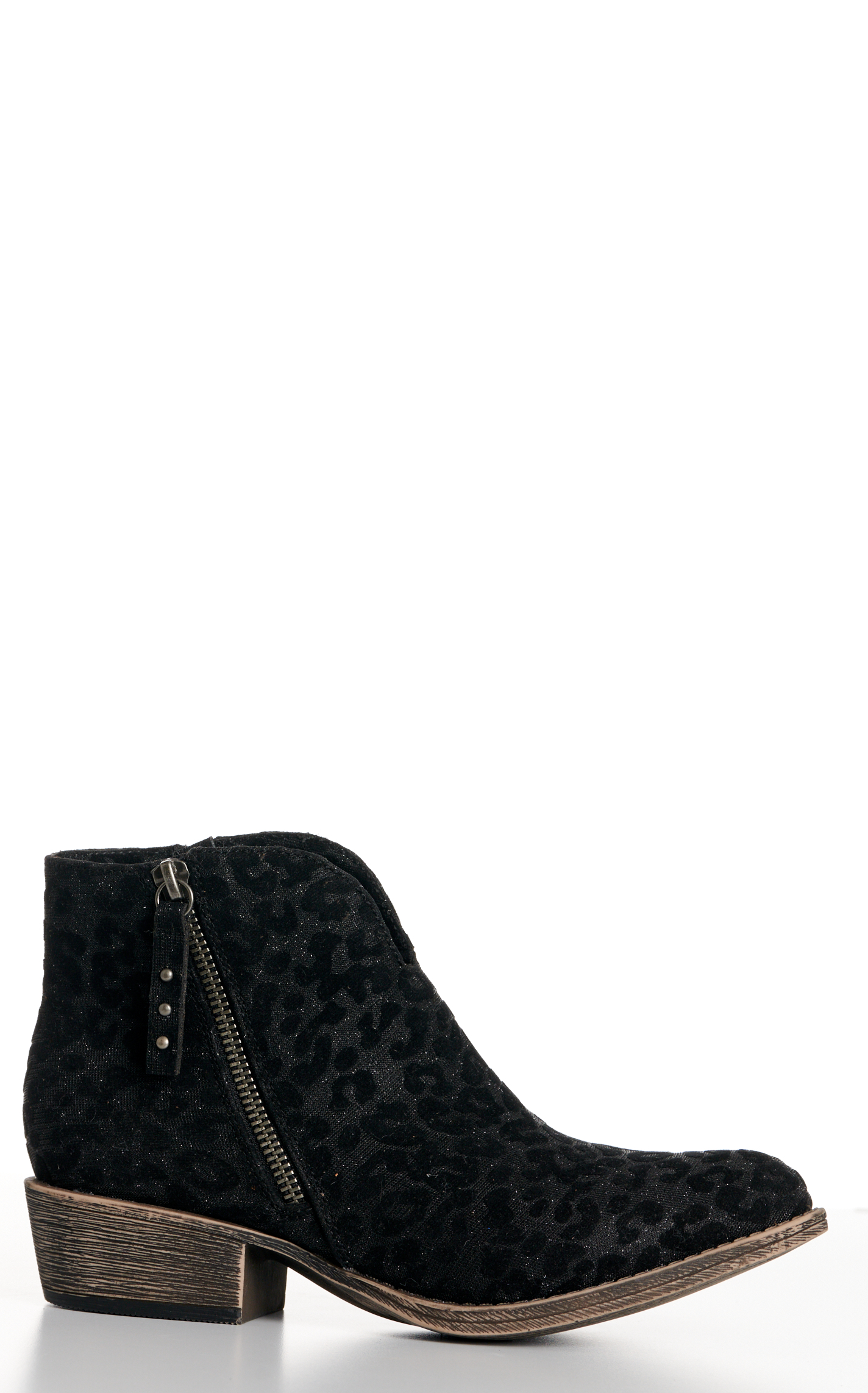 Very G Women's Charming Black Leopard Round Toe Booties - Image 1