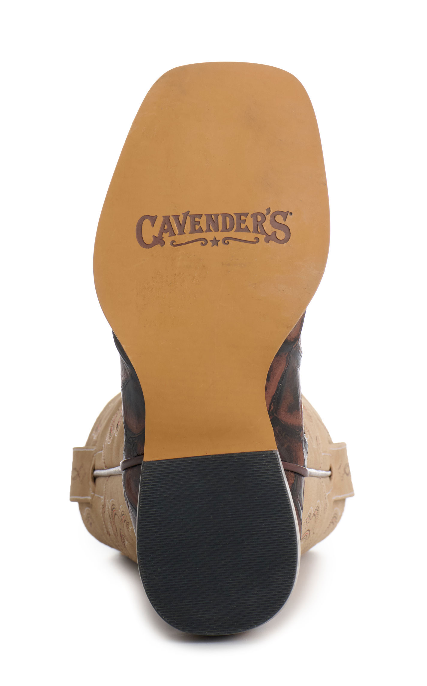 Cavender's Youth Tobacco & Tan Pirarucu Print Wide Square Toe Cowboy Boots - Image 1