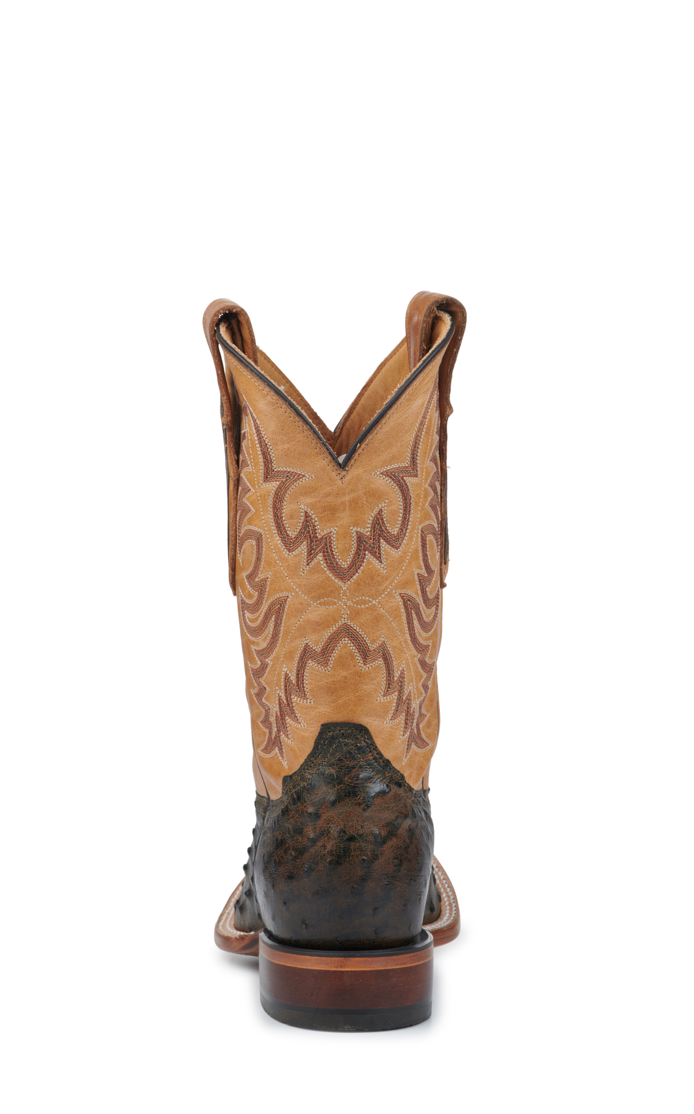 Tony Lama Men's Dark Brown Full Quill Ostrich and Tan Wide Square Toe Exotic Cowboy Boots - Cavender's Exclusive - Image 1