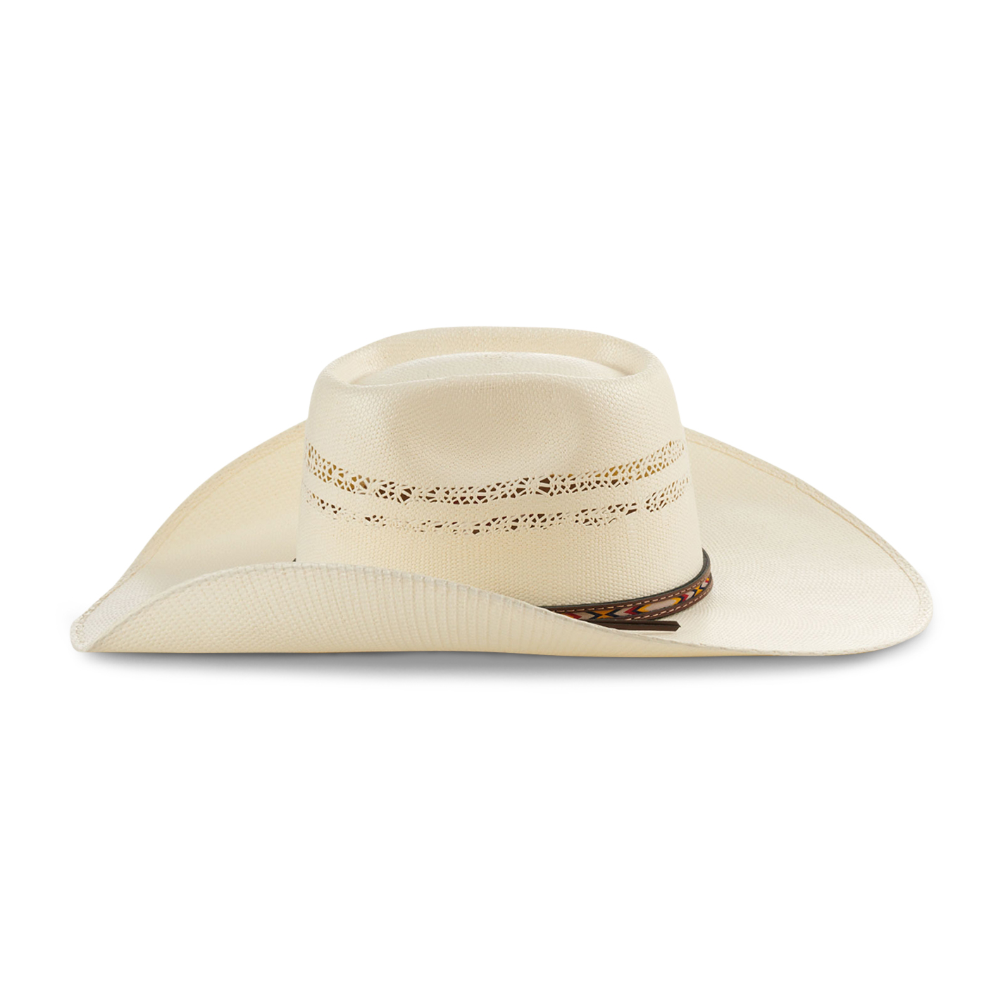 Rafter C Men's Ivory Vented Brick Crown Bangora Straw Cowboy Hat - Image 1