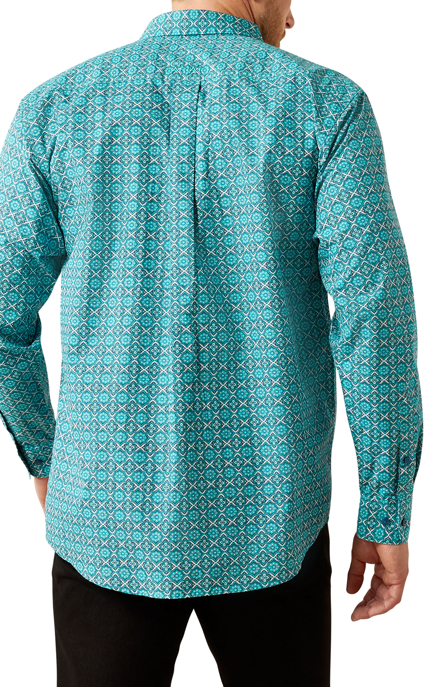Ariat Men's Jordy Navy & Turquoise Geo Print Western Shirt - Image 1
