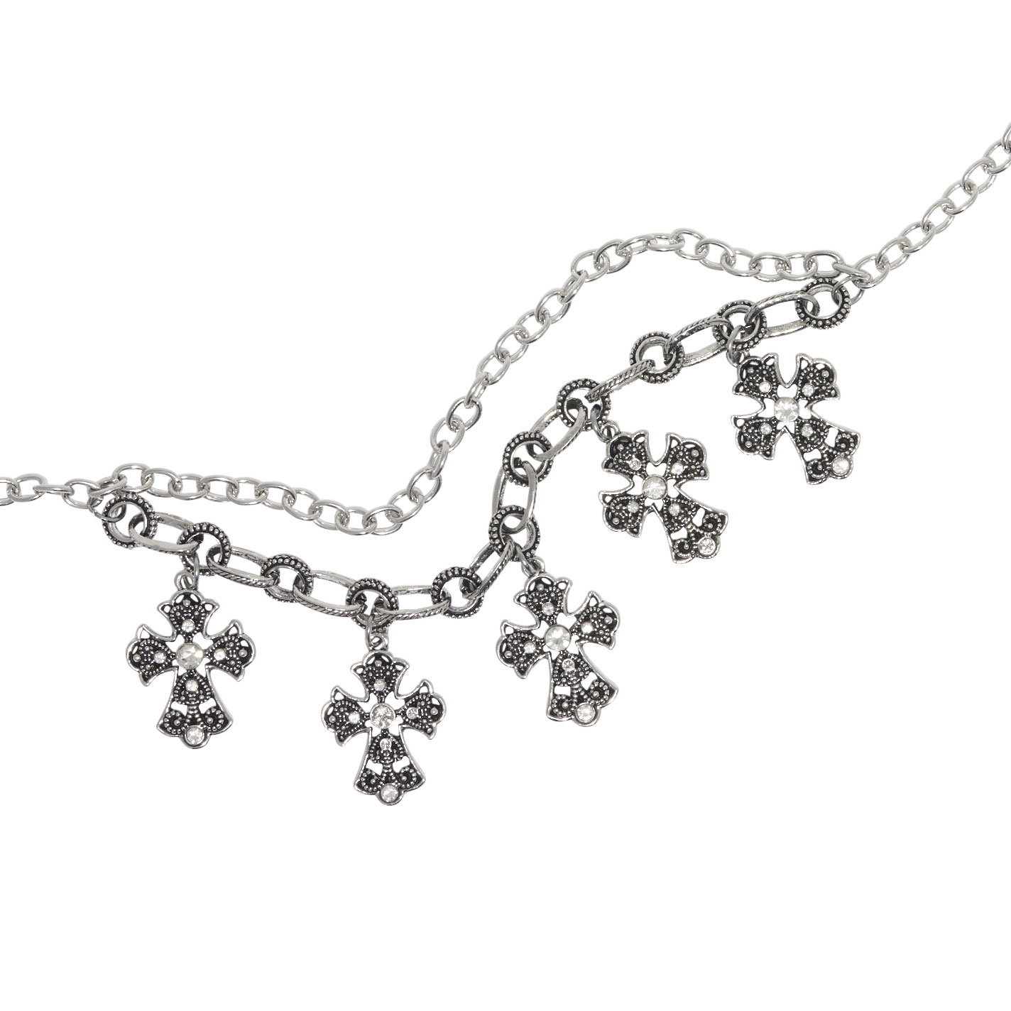 Rockin' C Silver Western Etched Gothic Crosses Boot Chain - Image 1