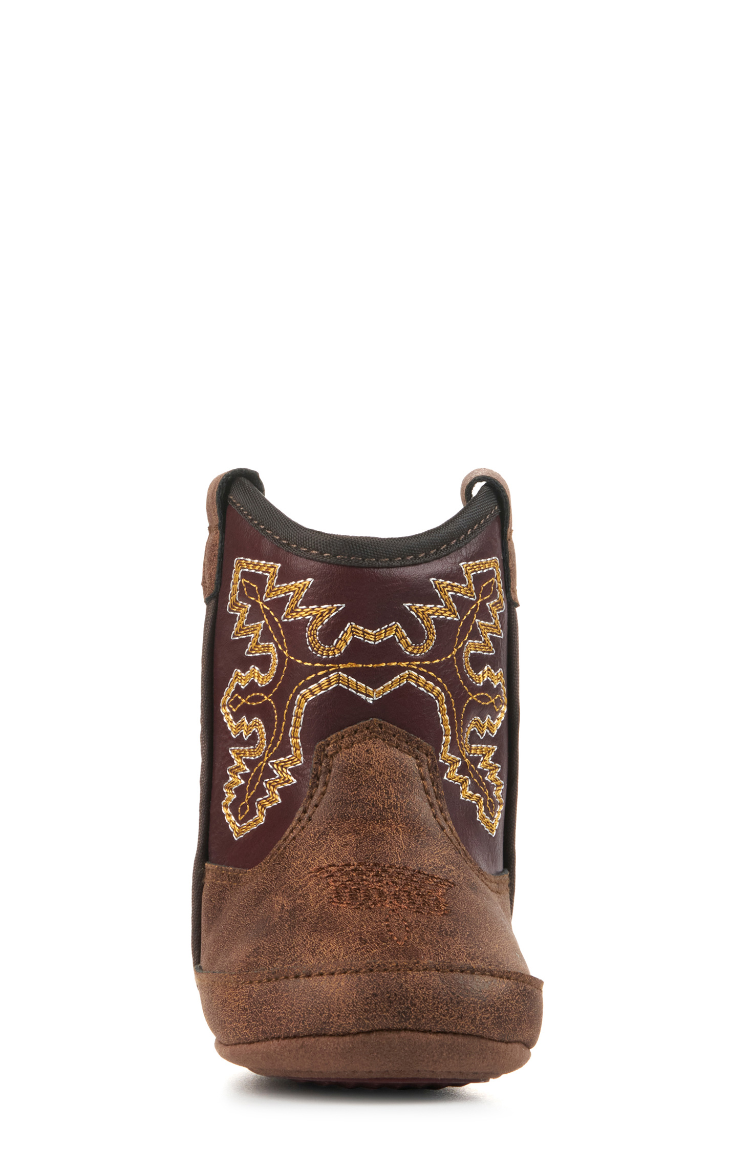 Twister Infant Blake Baby Bucker Tan and Maroon Western Booties - Image 1