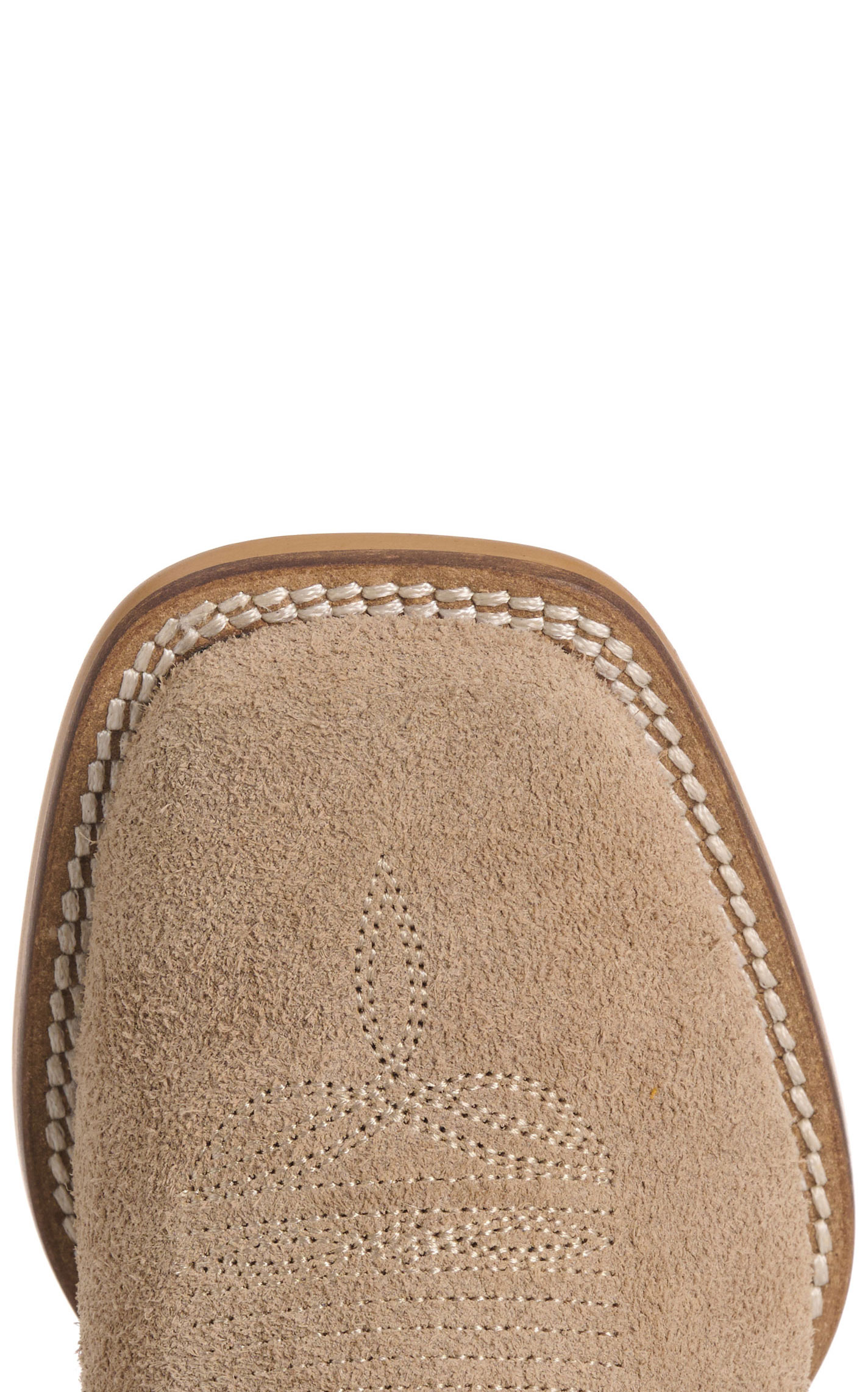 Cavender’s Kid’s Bone Roughout Suede and Blue Square Toe Cowboy Boots - Image 1