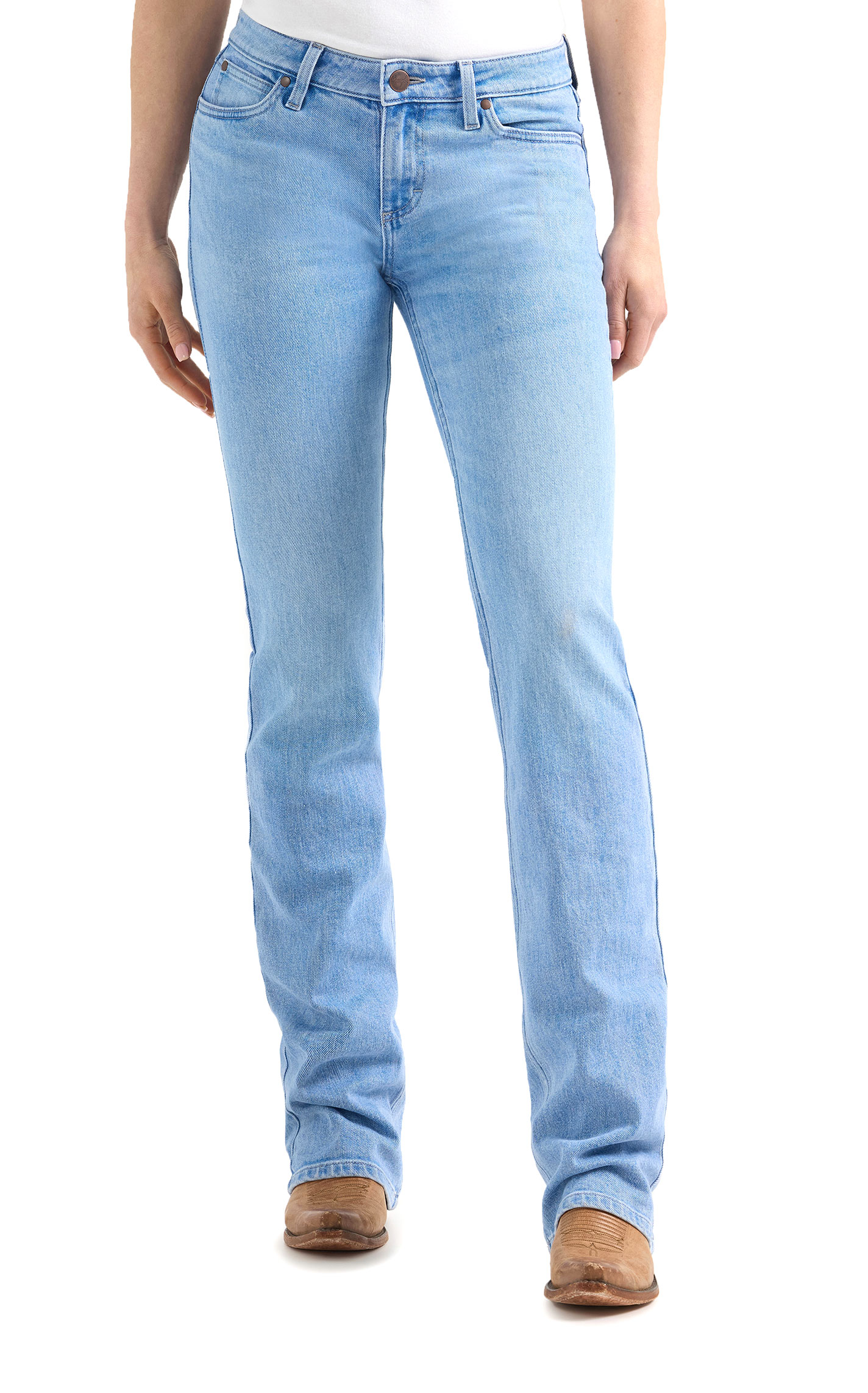 Wrangler Women’s Kai Light Wash Retro Mae Mid Boot Cut Jeans - Image 1