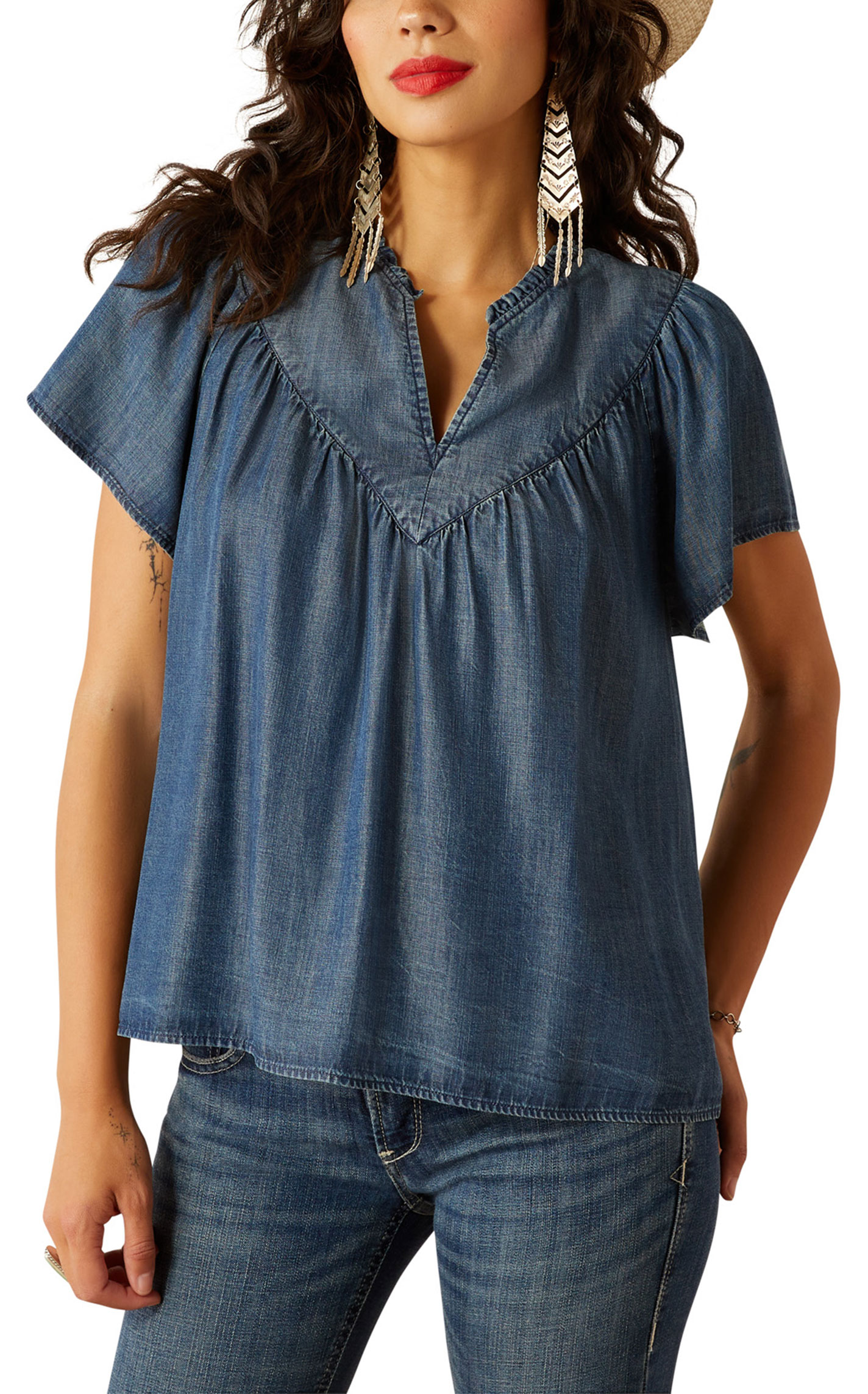 Ariat Women's Emma Medium Denim Blue Top - Image 1