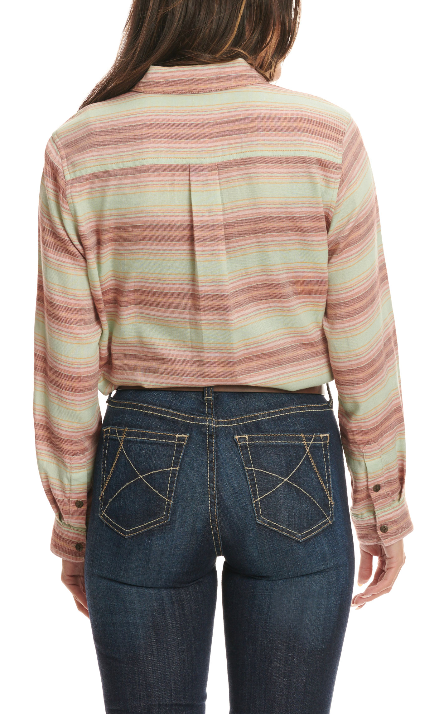 Ariat Women's R.E.A.L. Billie Jean Sage Pink and Peach Serape Print Long Sleeve Western Shirt - Image 1