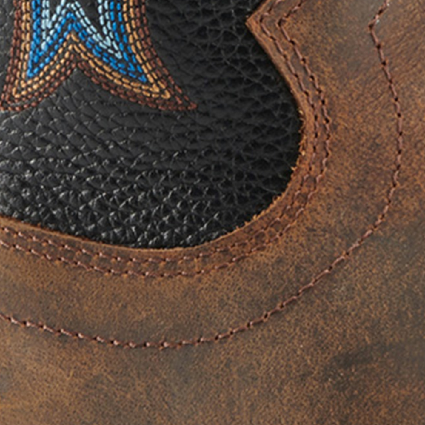 R. Watson Men's Distressed Coffee and Midnight Black Square Toe Work Boots - Image 1